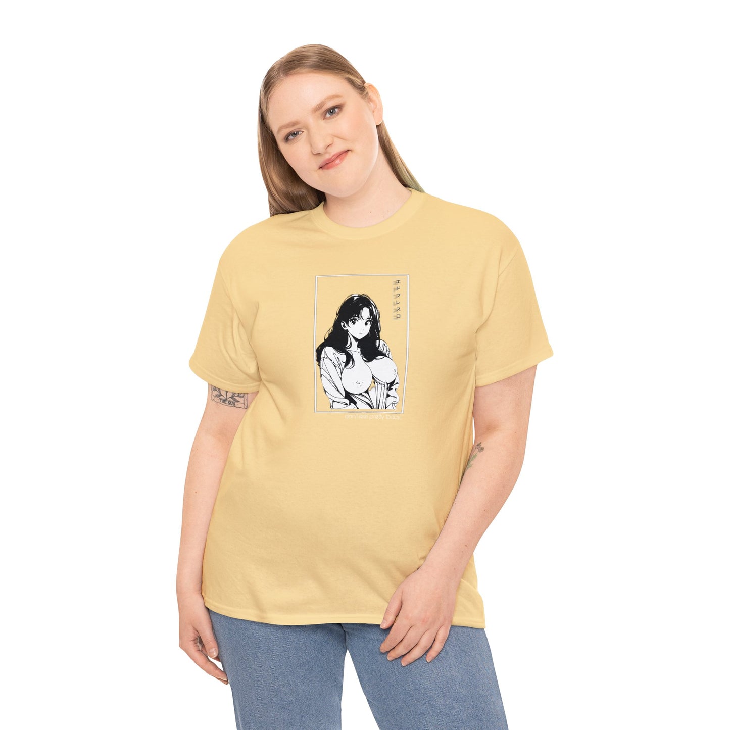 Anime Style Art Unisex Heavy Cotton Tee- "Don't Feel Pretty Today"
