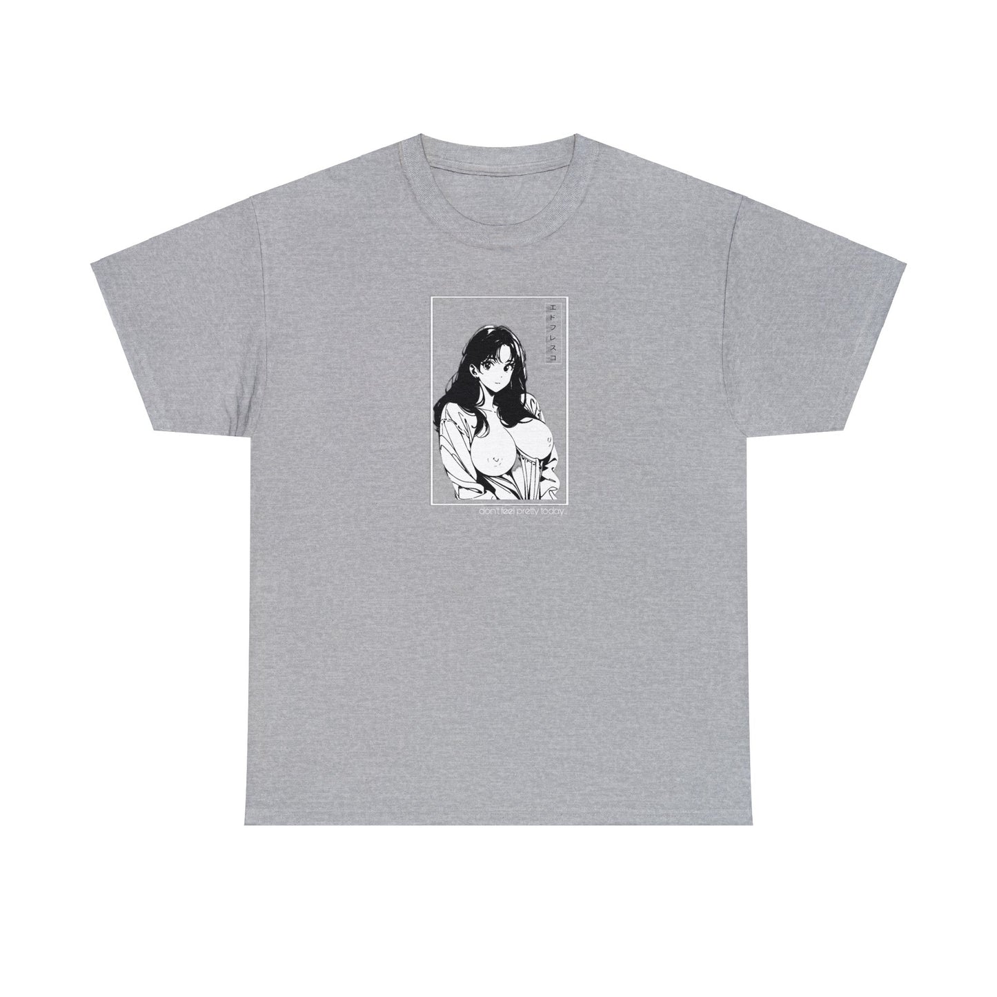 Anime Style Art Unisex Heavy Cotton Tee- "Don't Feel Pretty Today"