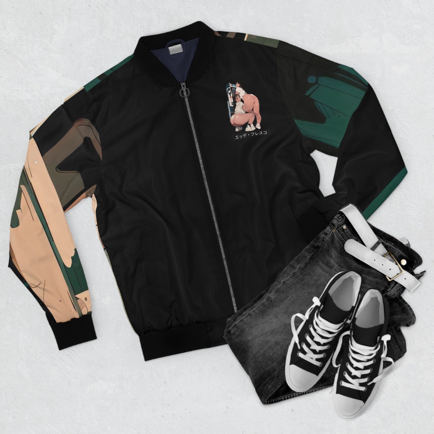 Anime Style Art Men's Bomber Jacket (AOP)- "Body Scrumptious 2"