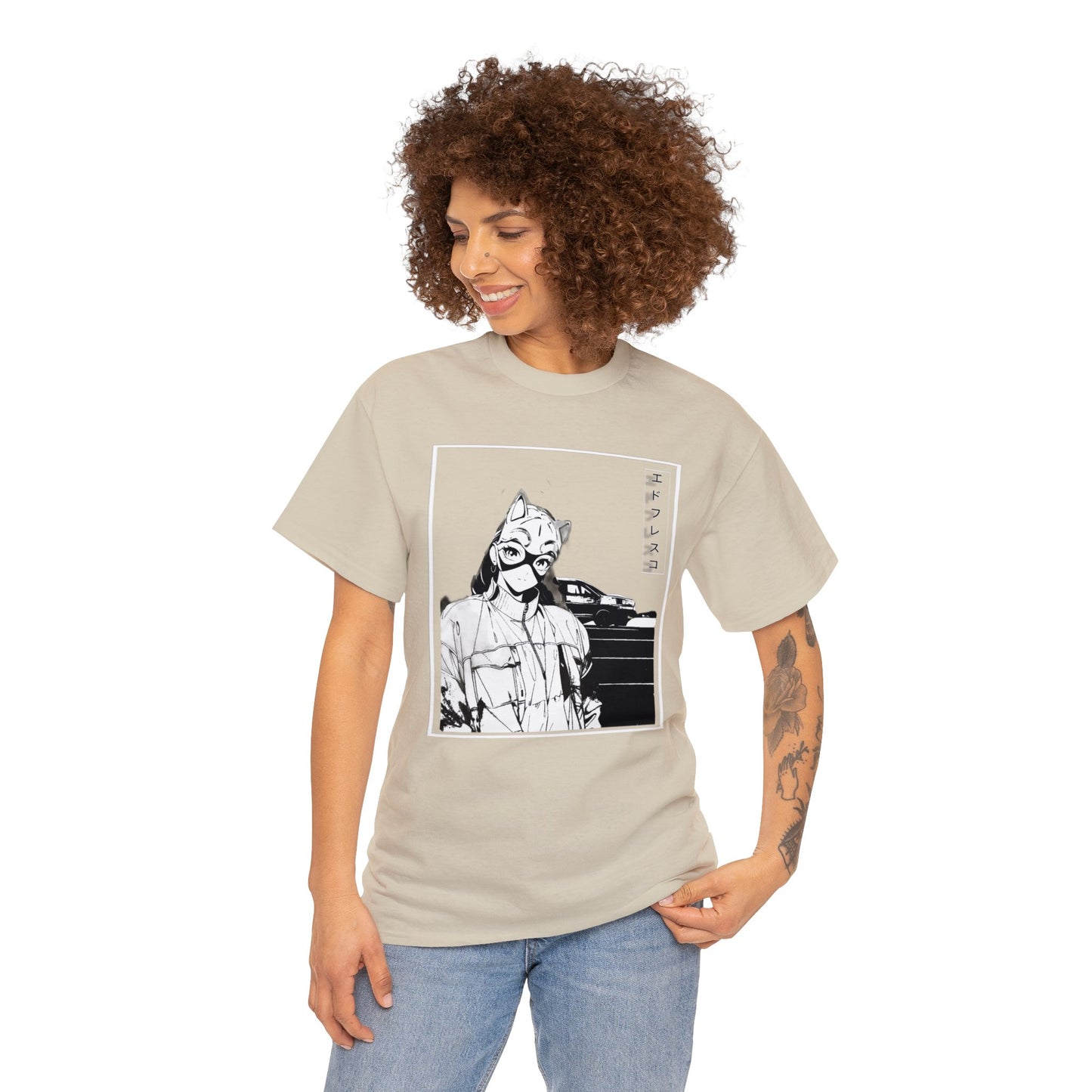 Anime Style Art Unisex Heavy Cotton Tee- "Kitty Faye"