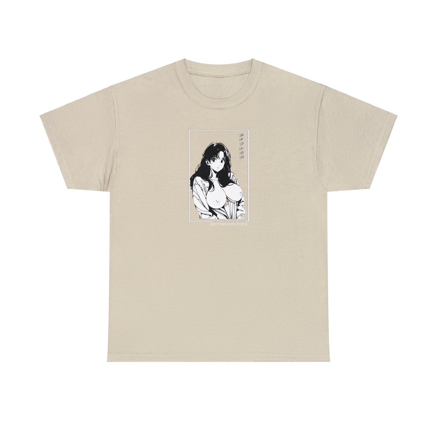Anime Style Art Unisex Heavy Cotton Tee- "Don't Feel Pretty Today"