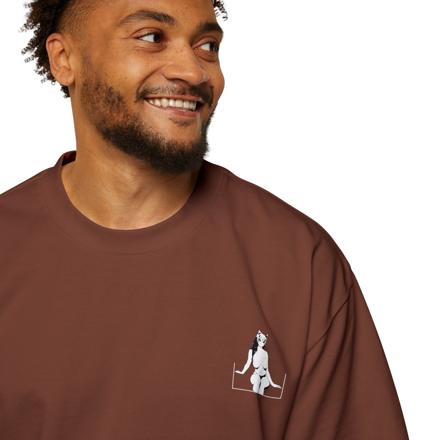 Anime Style Art Men's Heavy Oversized Tee- "Kitty Cities Finest #4"