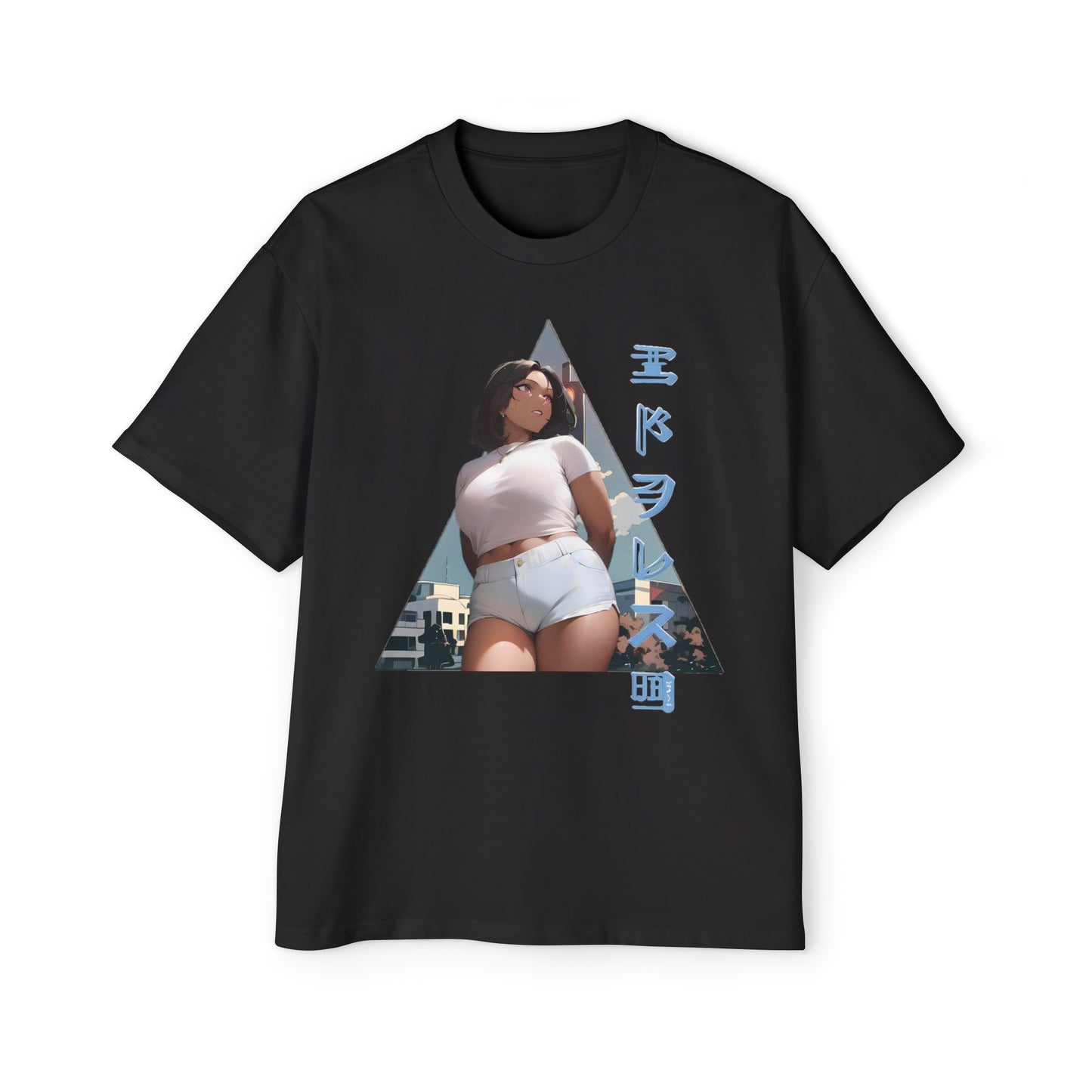 Anime Style Art Men's Heavy Oversized Tee- "Shorty at the Light"