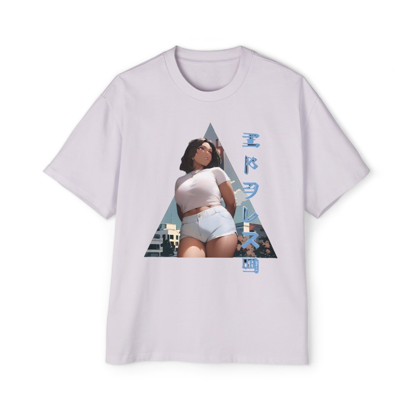 Anime Style Art Men's Heavy Oversized Tee- "Shorty at the Light"