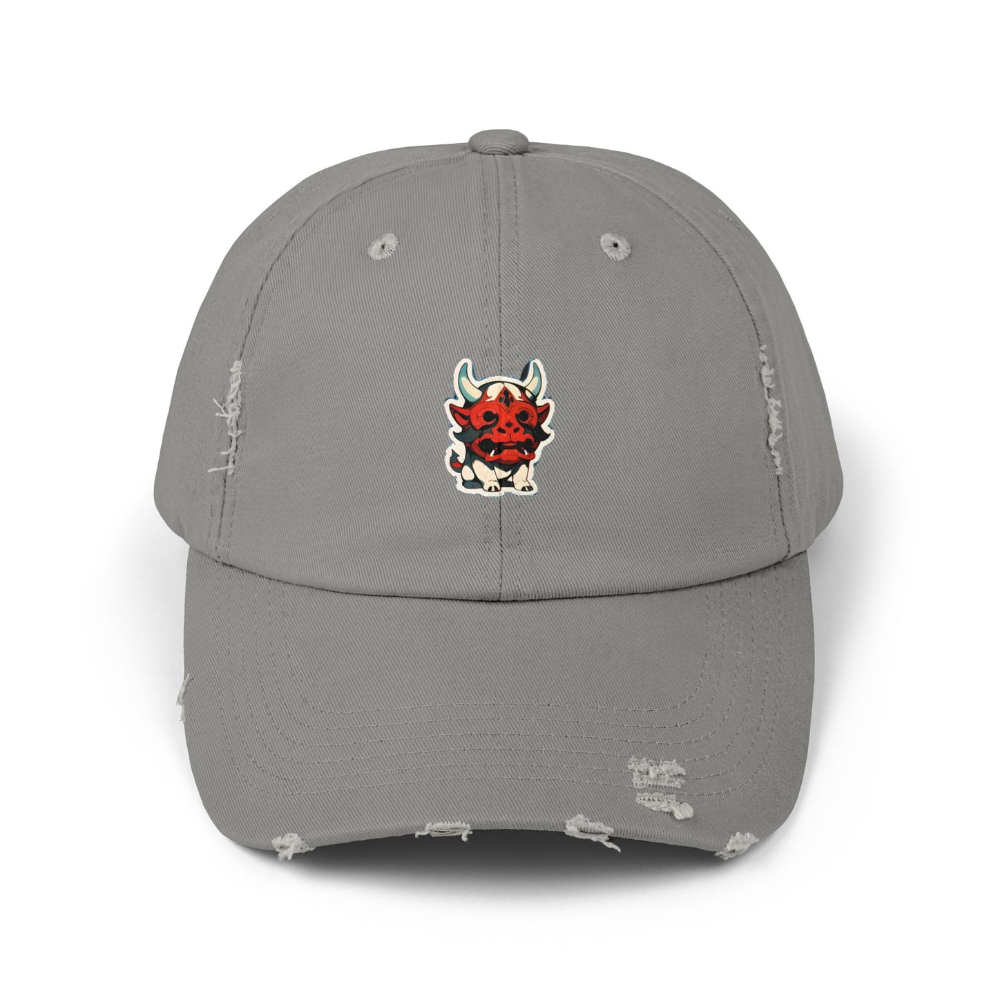 Anime Style Art Unisex Distressed Cap- "The Lil Anime Friends #6"