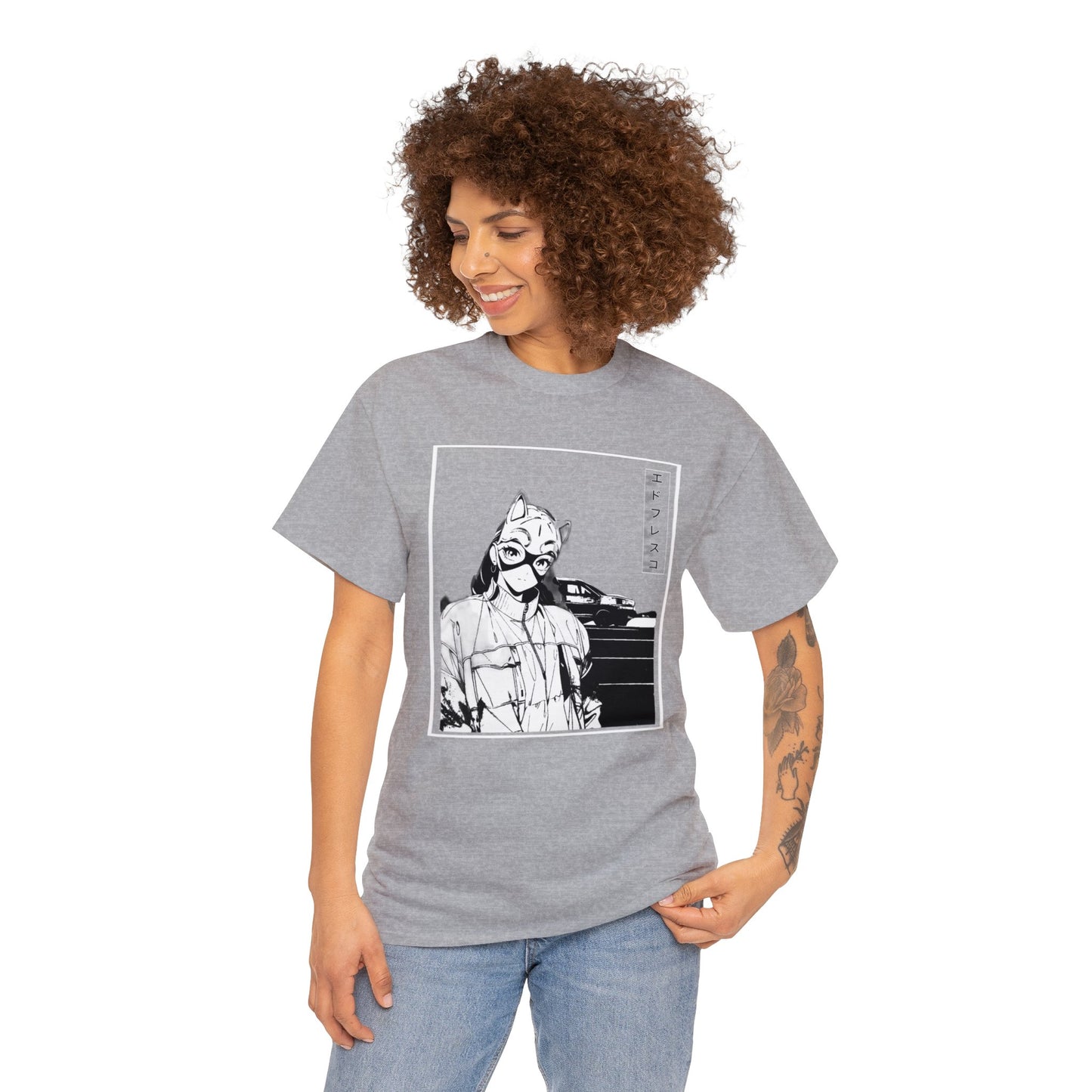 Anime Style Art Unisex Heavy Cotton Tee- "Kitty Faye"