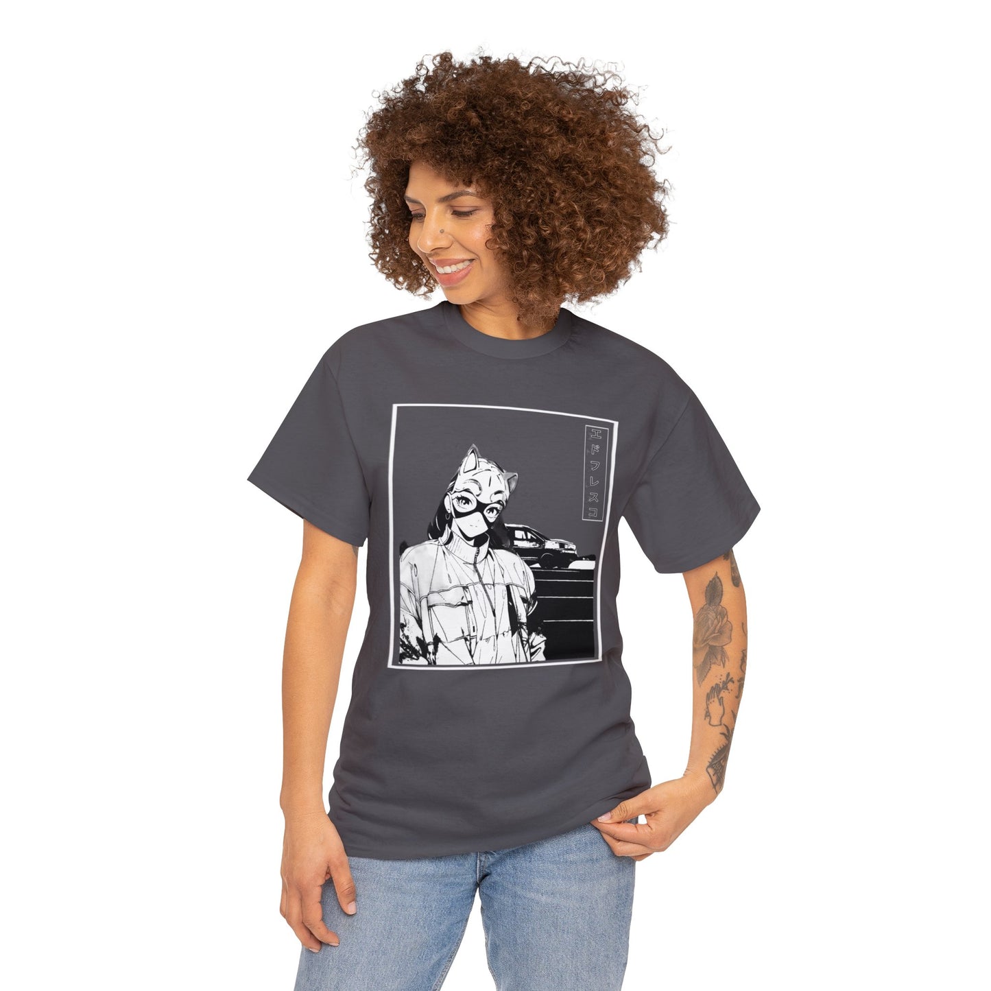Anime Style Art Unisex Heavy Cotton Tee- "Kitty Faye"
