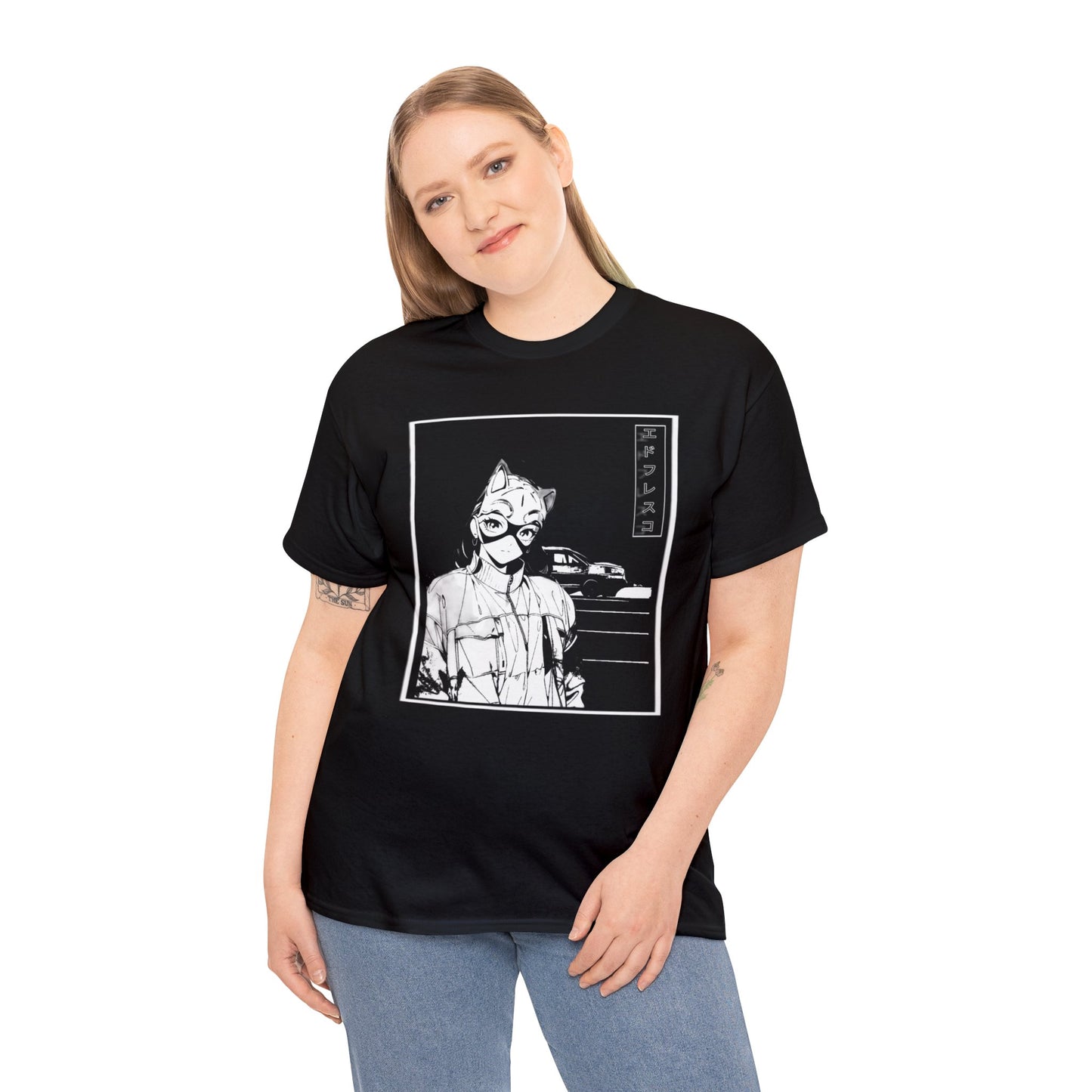 Anime Style Art Unisex Heavy Cotton Tee- "Kitty Faye"
