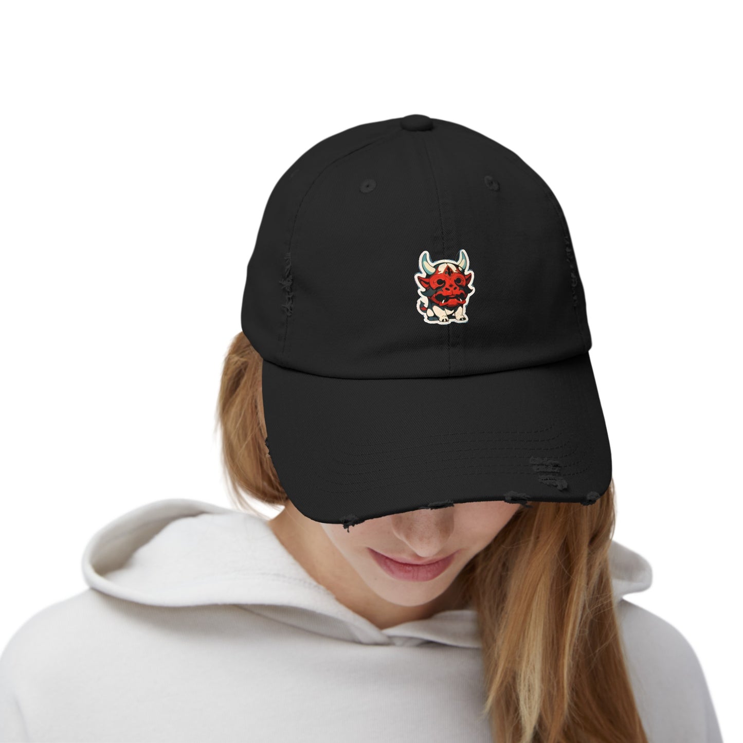 Anime Style Art Unisex Distressed Cap- "The Lil Anime Friends #6"