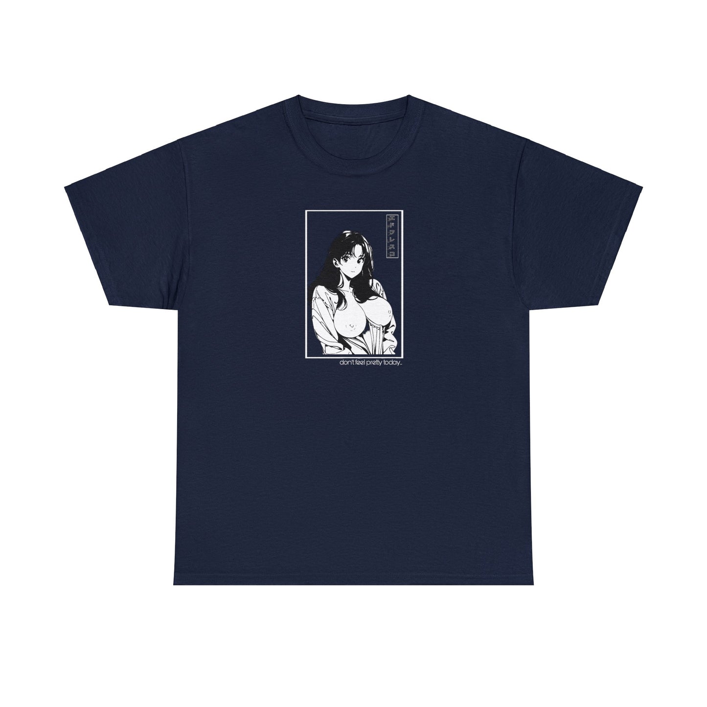 Anime Style Art Unisex Heavy Cotton Tee- "Don't Feel Pretty Today"