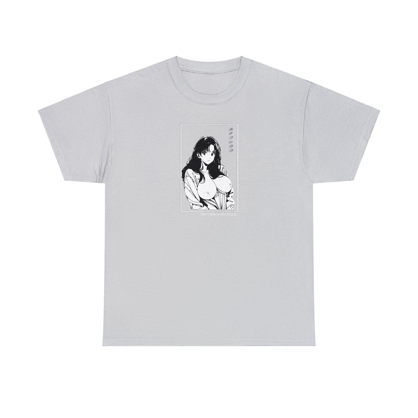 Anime Style Art Unisex Heavy Cotton Tee- "Don't Feel Pretty Today"