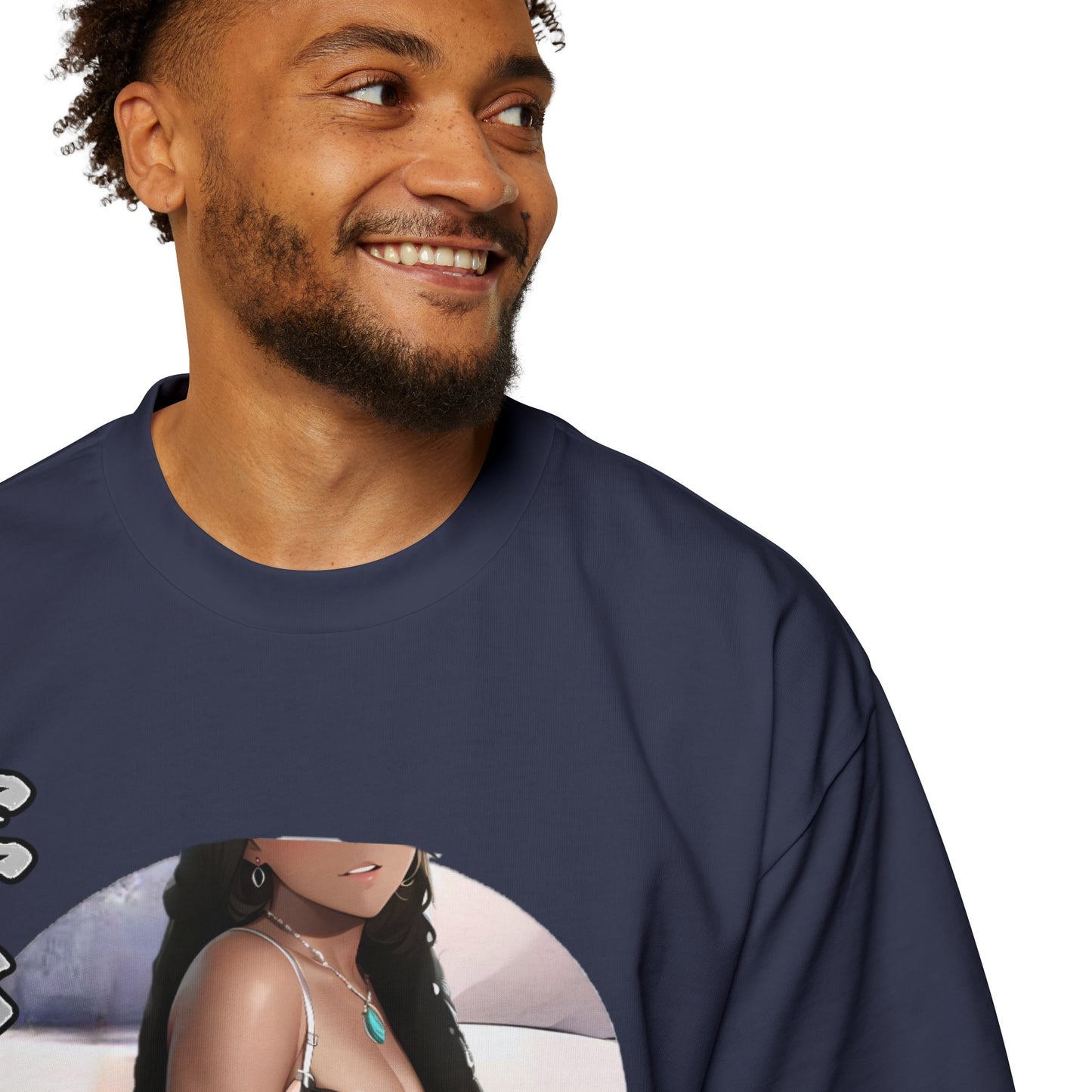 Anime Style Art Men's Heavy Oversized Tee- "Bad with the Bone #2"