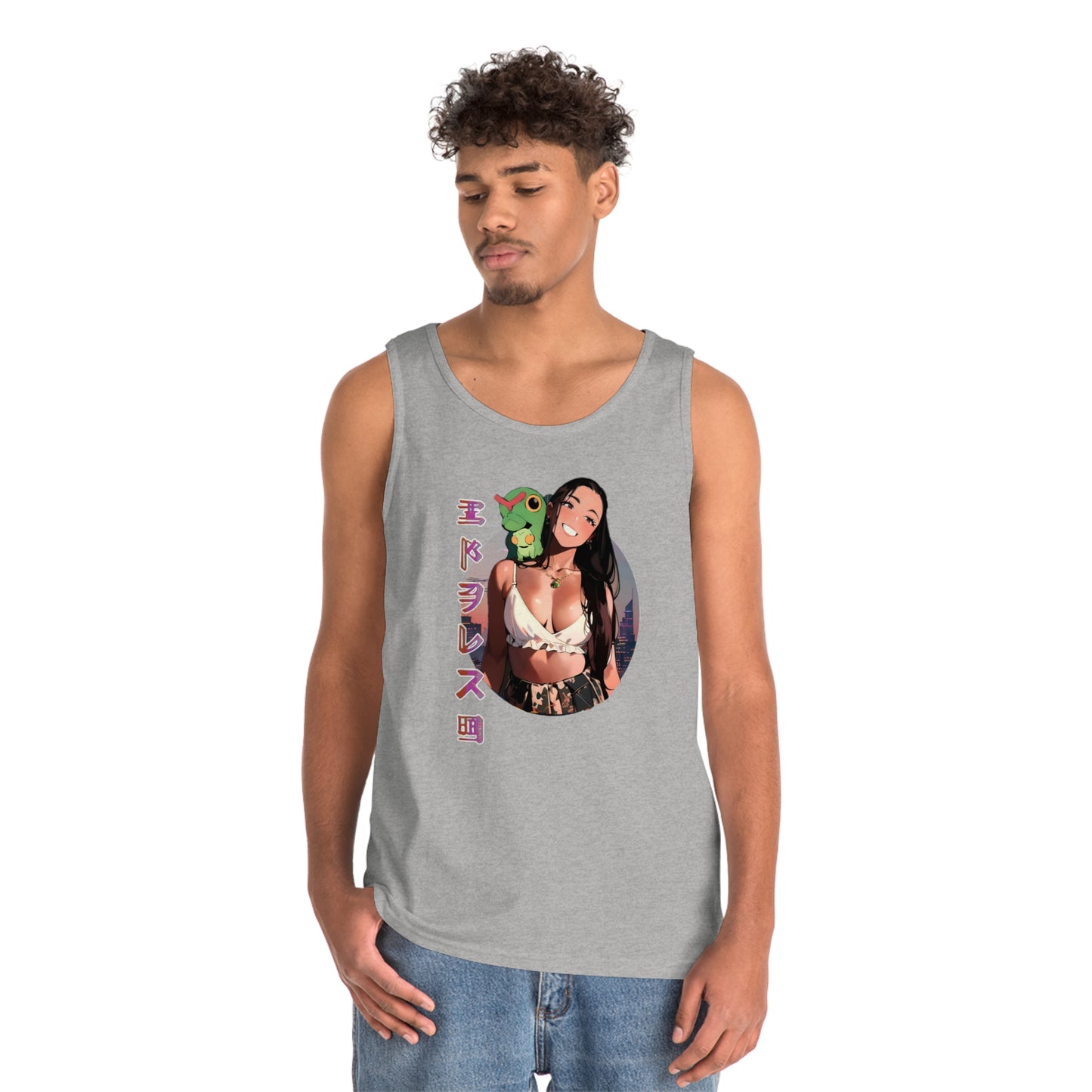 Anime Style Art Unisex Heavy Cotton Tank Top- "Bugging"