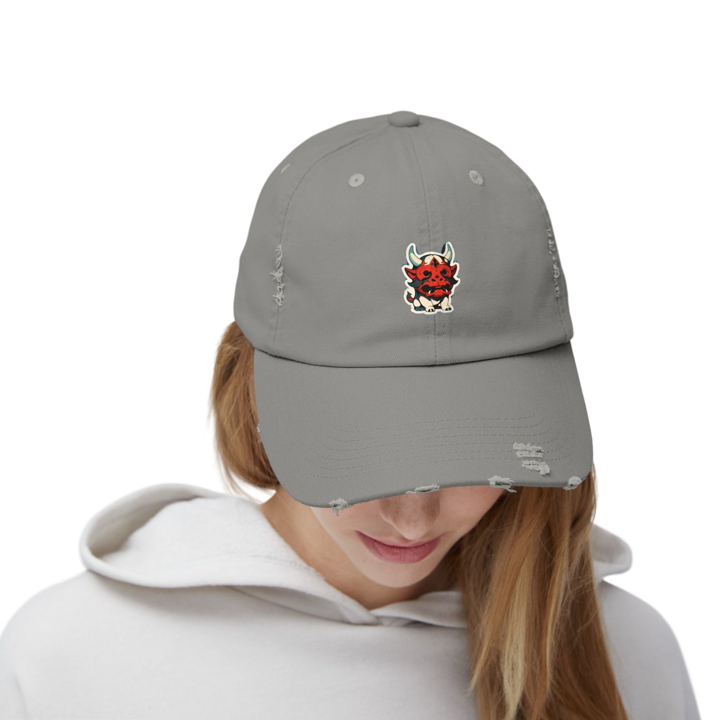 Anime Style Art Unisex Distressed Cap- "The Lil Anime Friends #6"