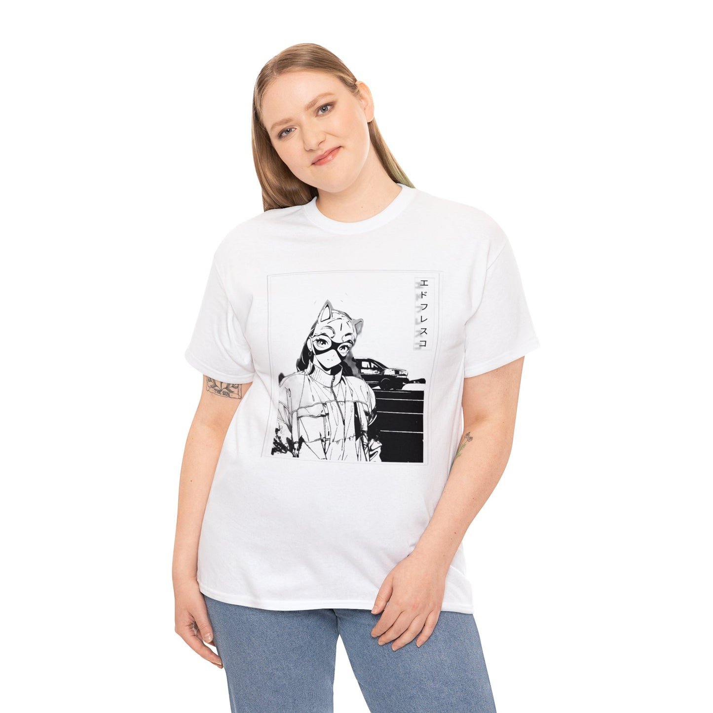 Anime Style Art Unisex Heavy Cotton Tee- "Kitty Faye"