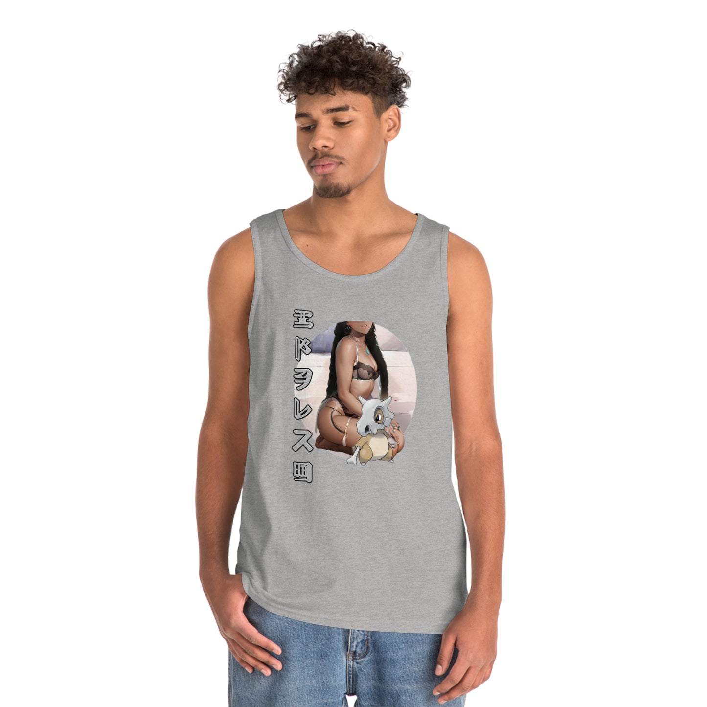 Anime Style Art Unisex Heavy Cotton Tank Top- "Bad with the Bone #2"