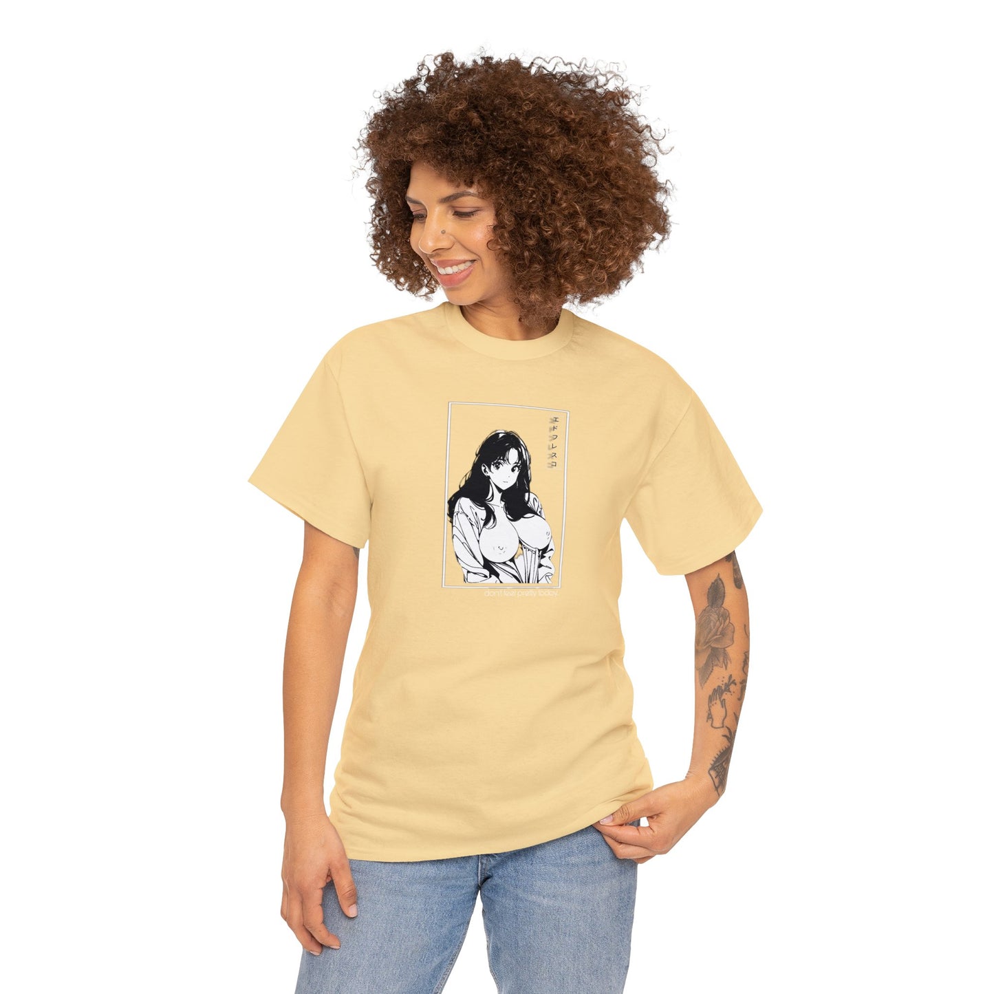 Anime Style Art Unisex Heavy Cotton Tee- "Don't Feel Pretty Today"