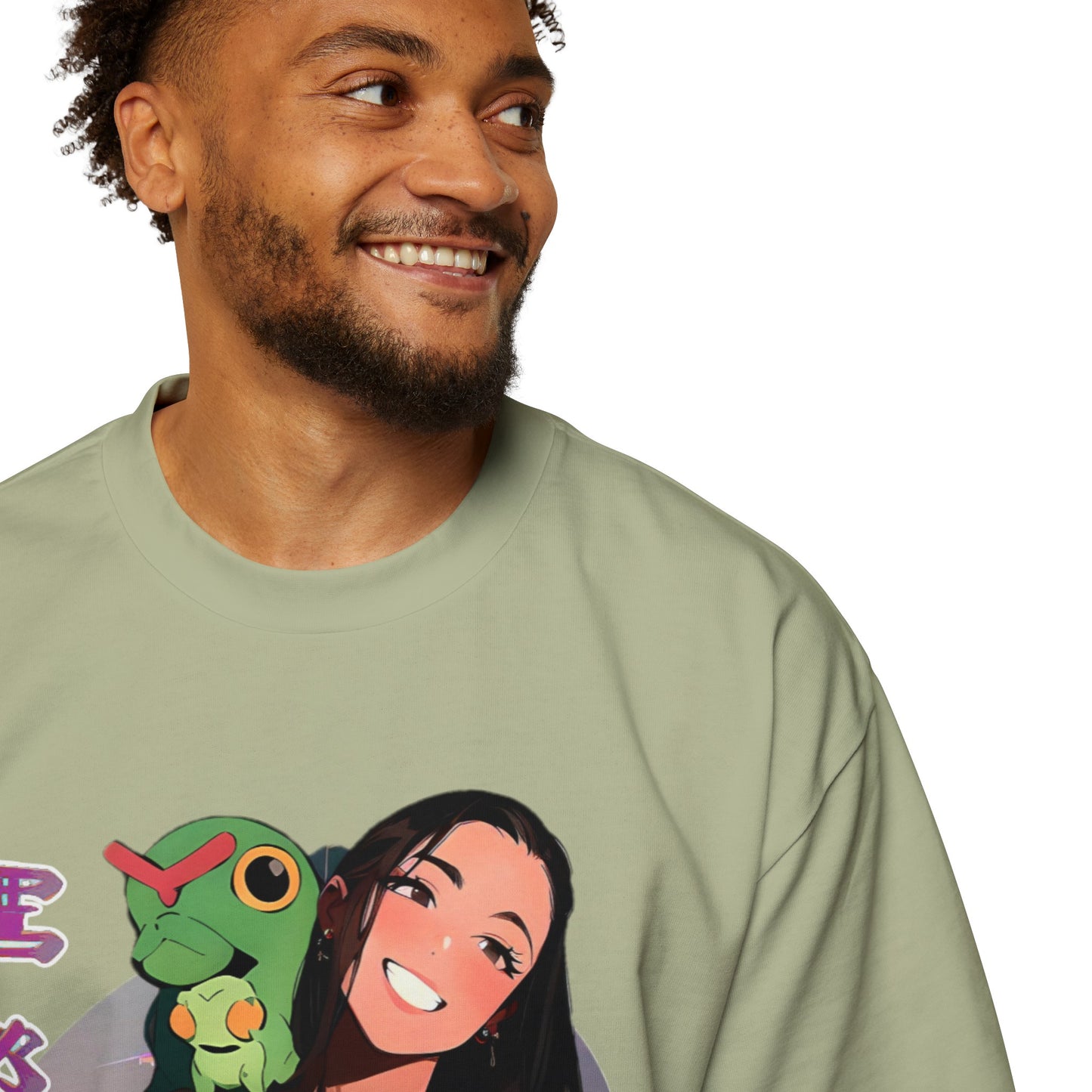 Anime Style Art Men's Heavy Oversized Tee- "Bugging"