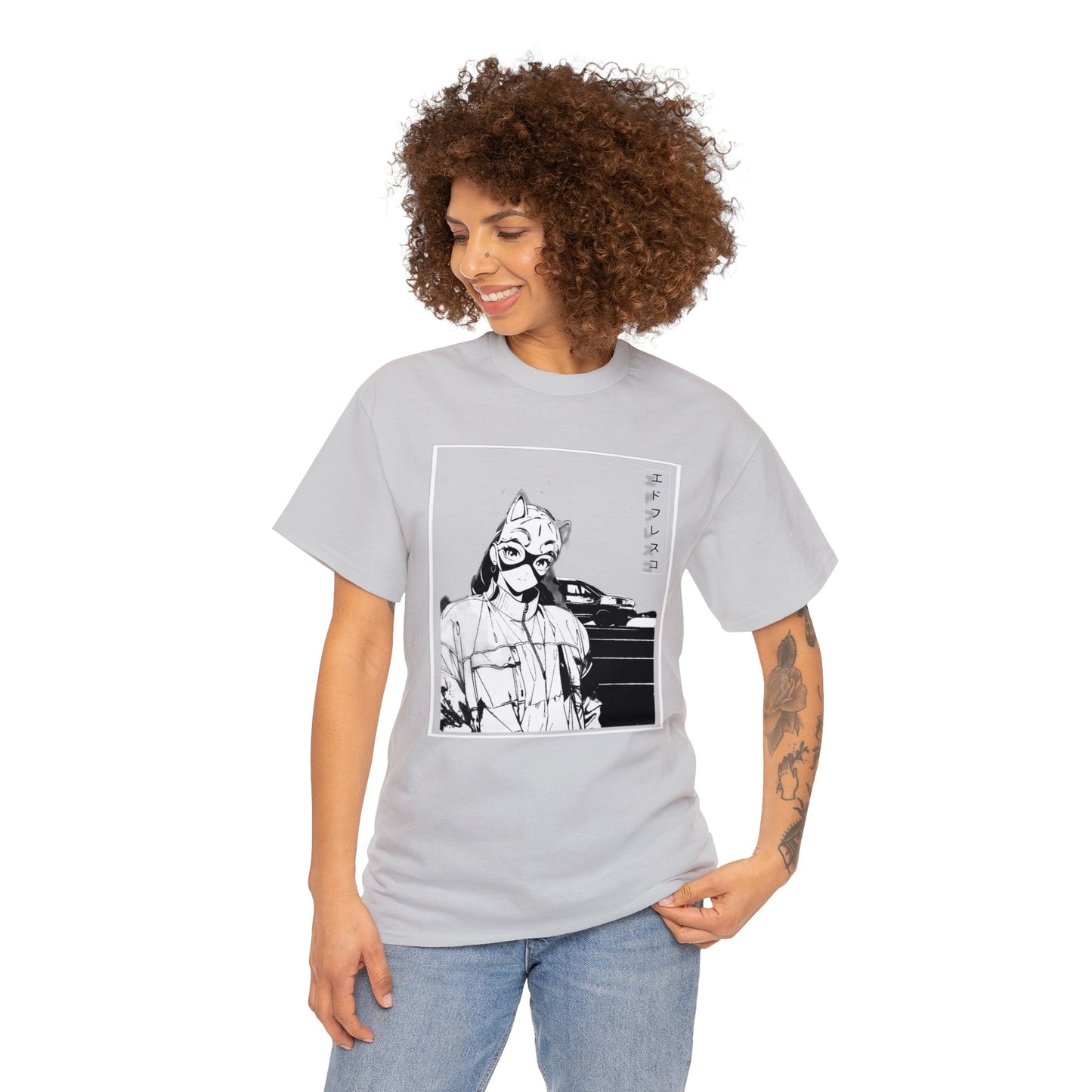 Anime Style Art Unisex Heavy Cotton Tee- "Kitty Faye"