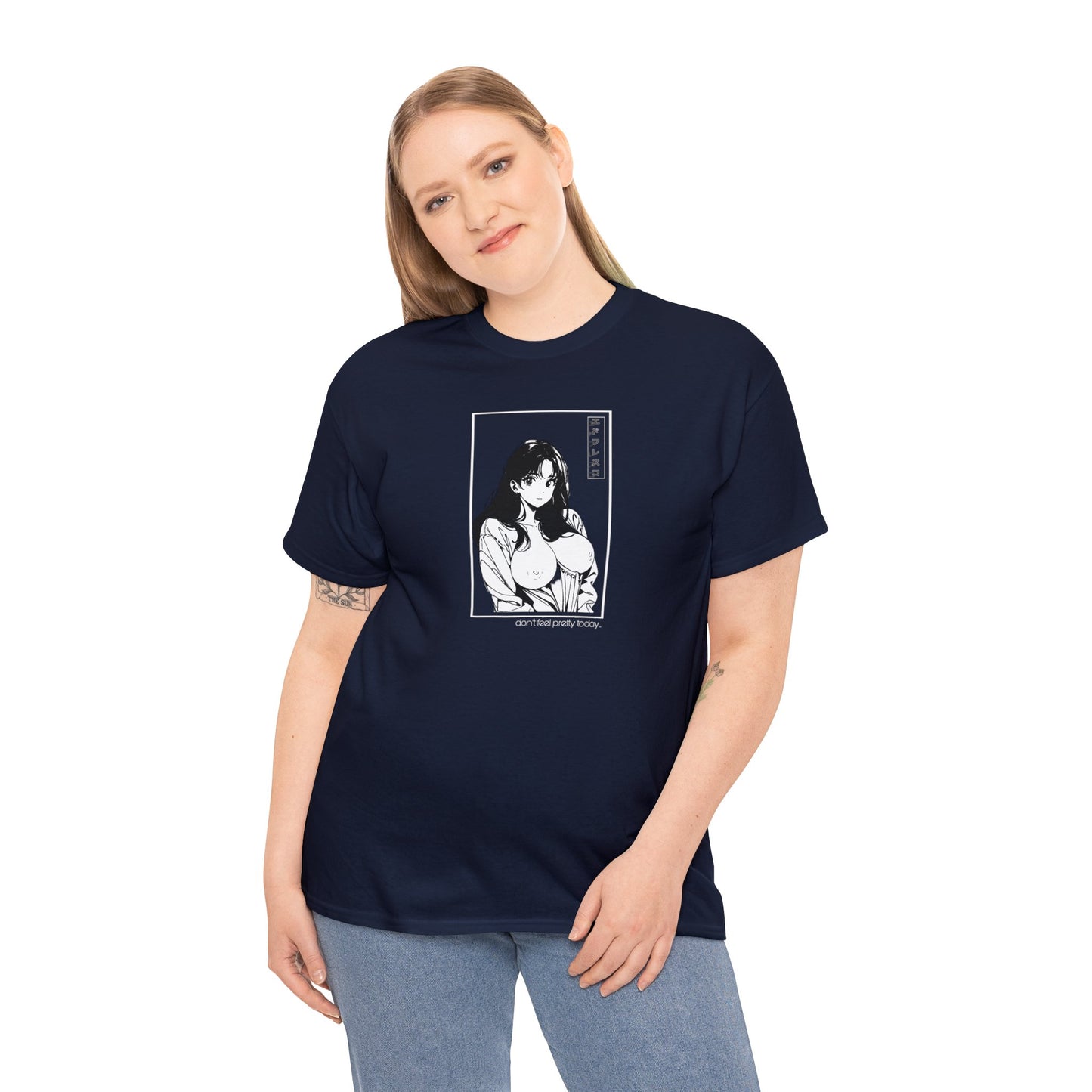 Anime Style Art Unisex Heavy Cotton Tee- "Don't Feel Pretty Today"