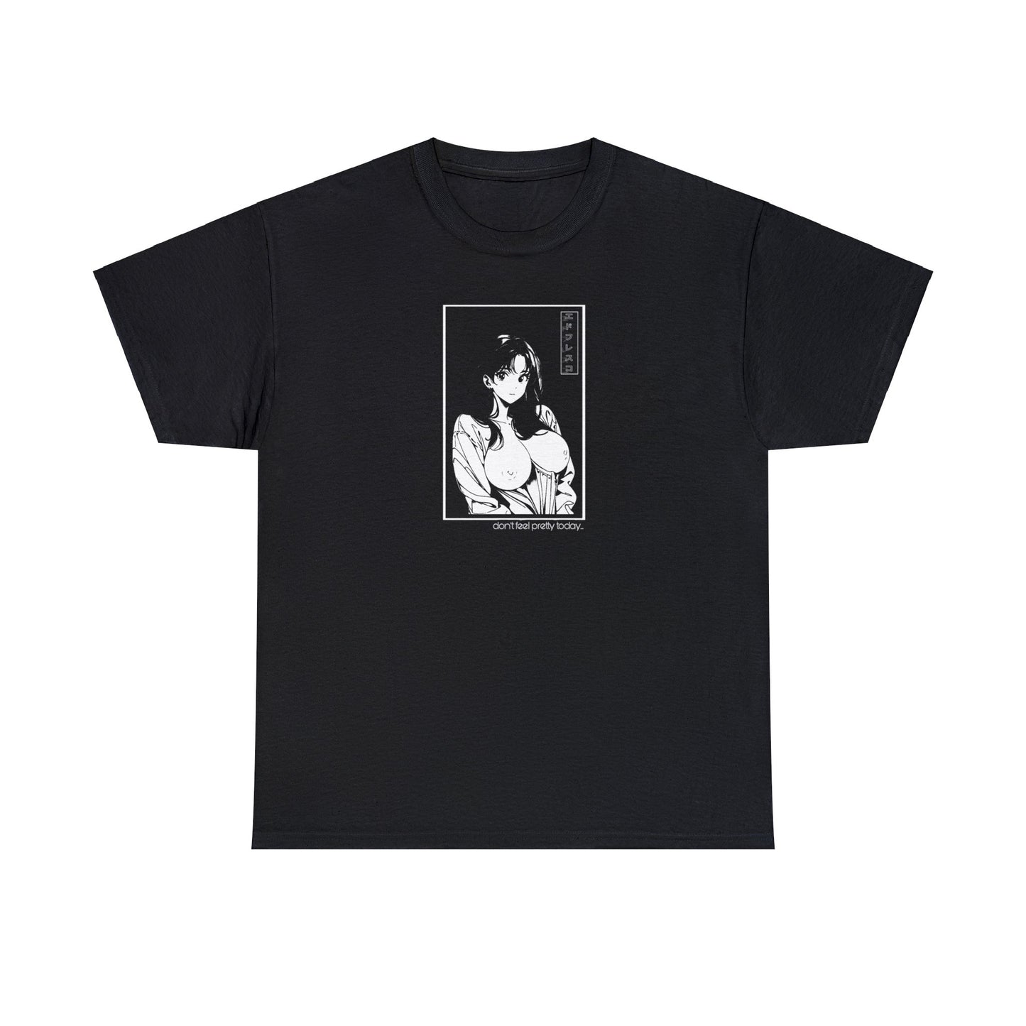 Anime Style Art Unisex Heavy Cotton Tee- "Don't Feel Pretty Today"