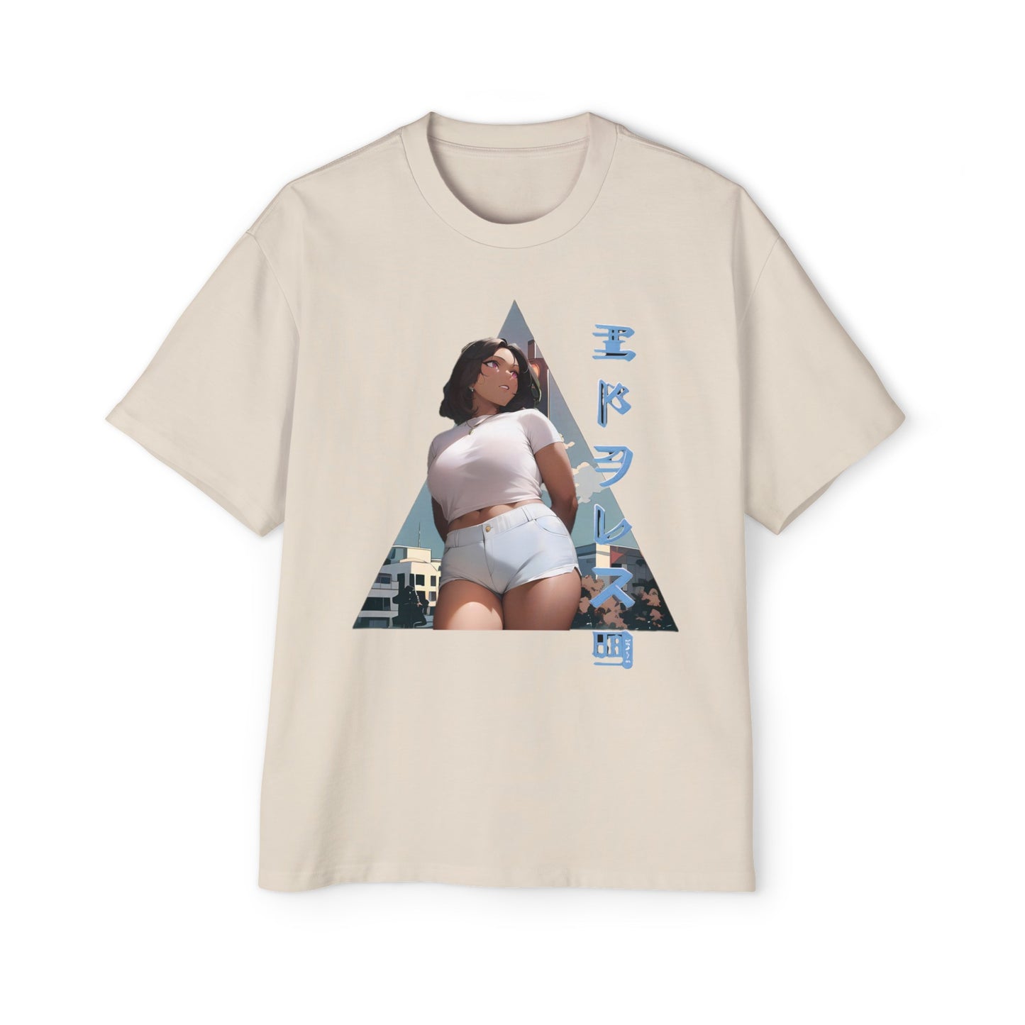 Anime Style Art Men's Heavy Oversized Tee- "Shorty at the Light"
