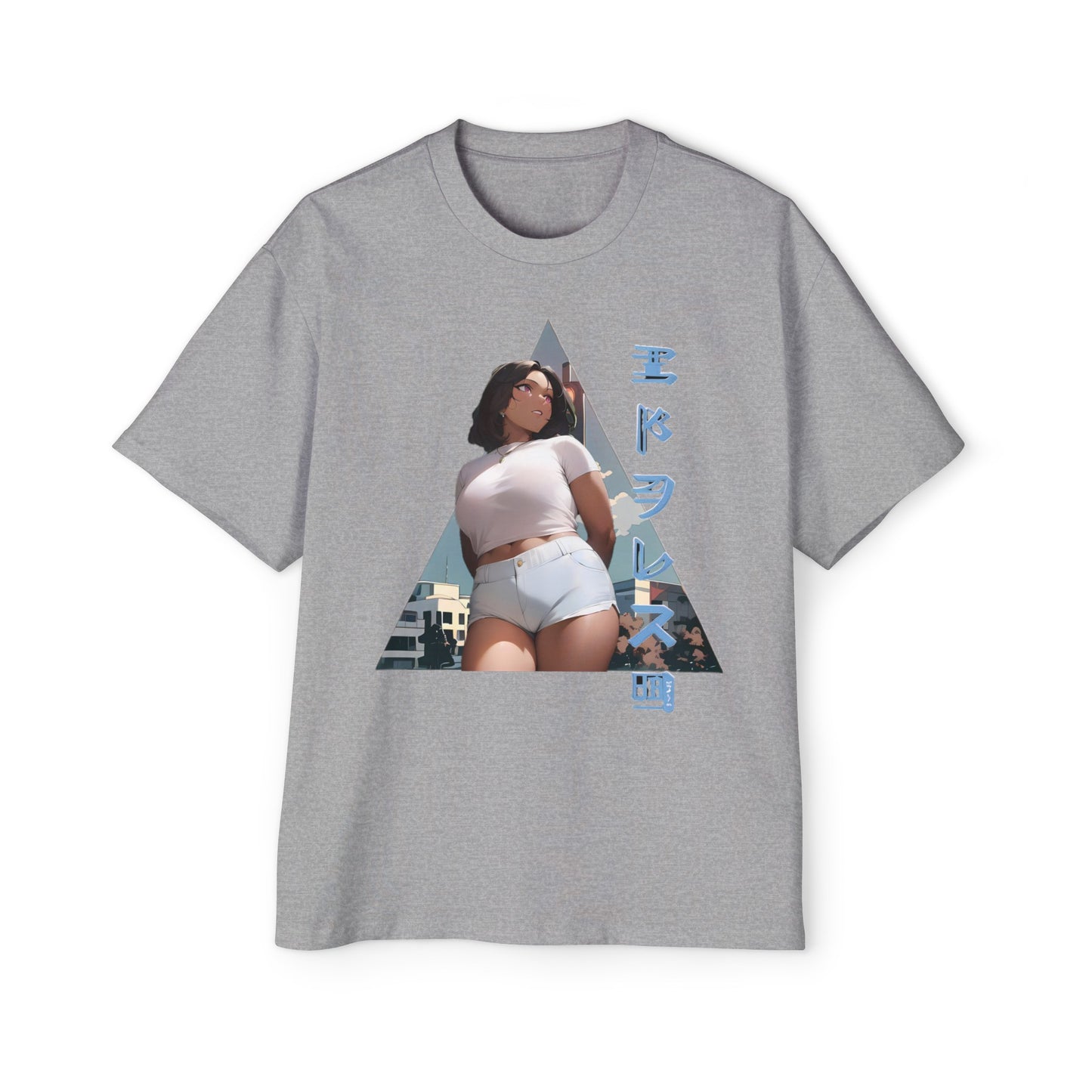Anime Style Art Men's Heavy Oversized Tee- "Shorty at the Light"