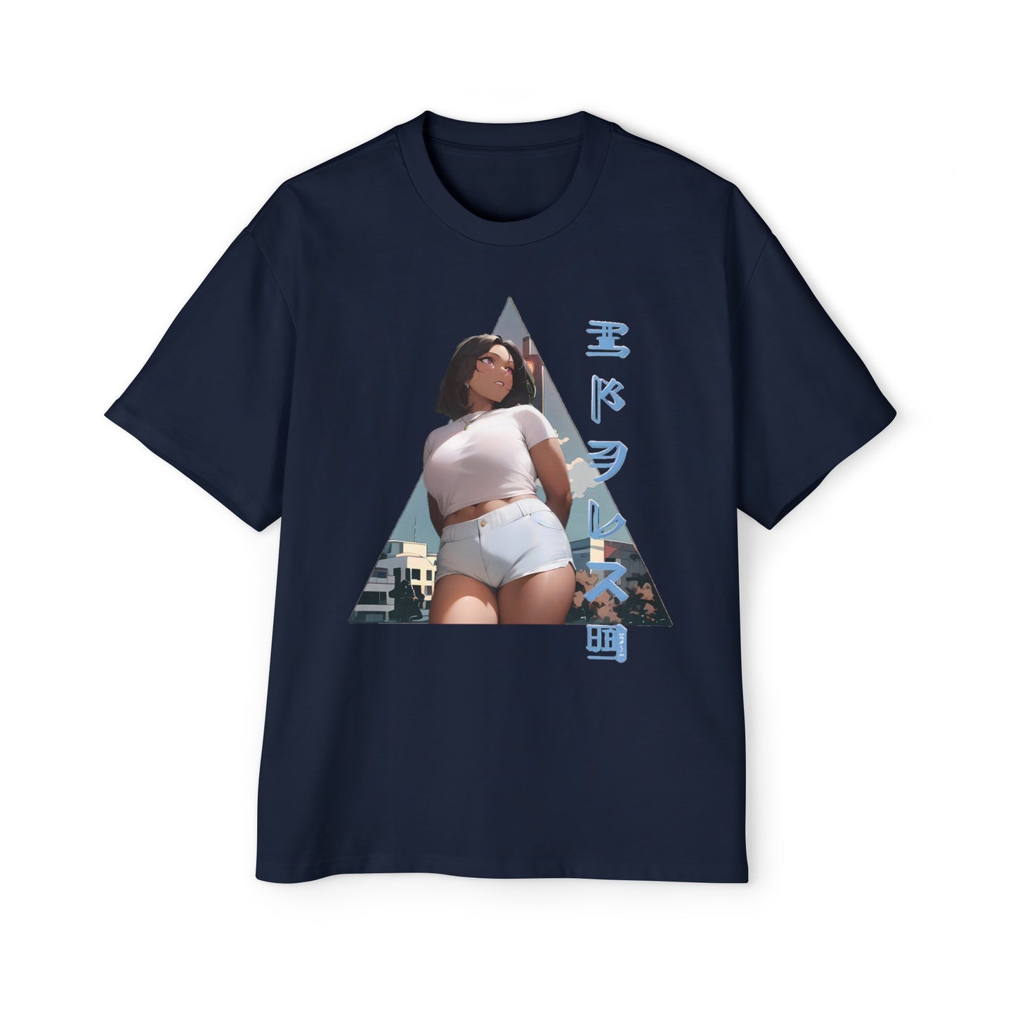 Anime Style Art Men's Heavy Oversized Tee- "Shorty at the Light"