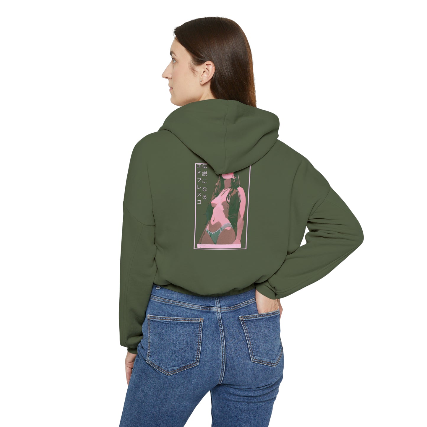 Anime Style Art Women's Cinched Bottom Hoodie- "Electric"