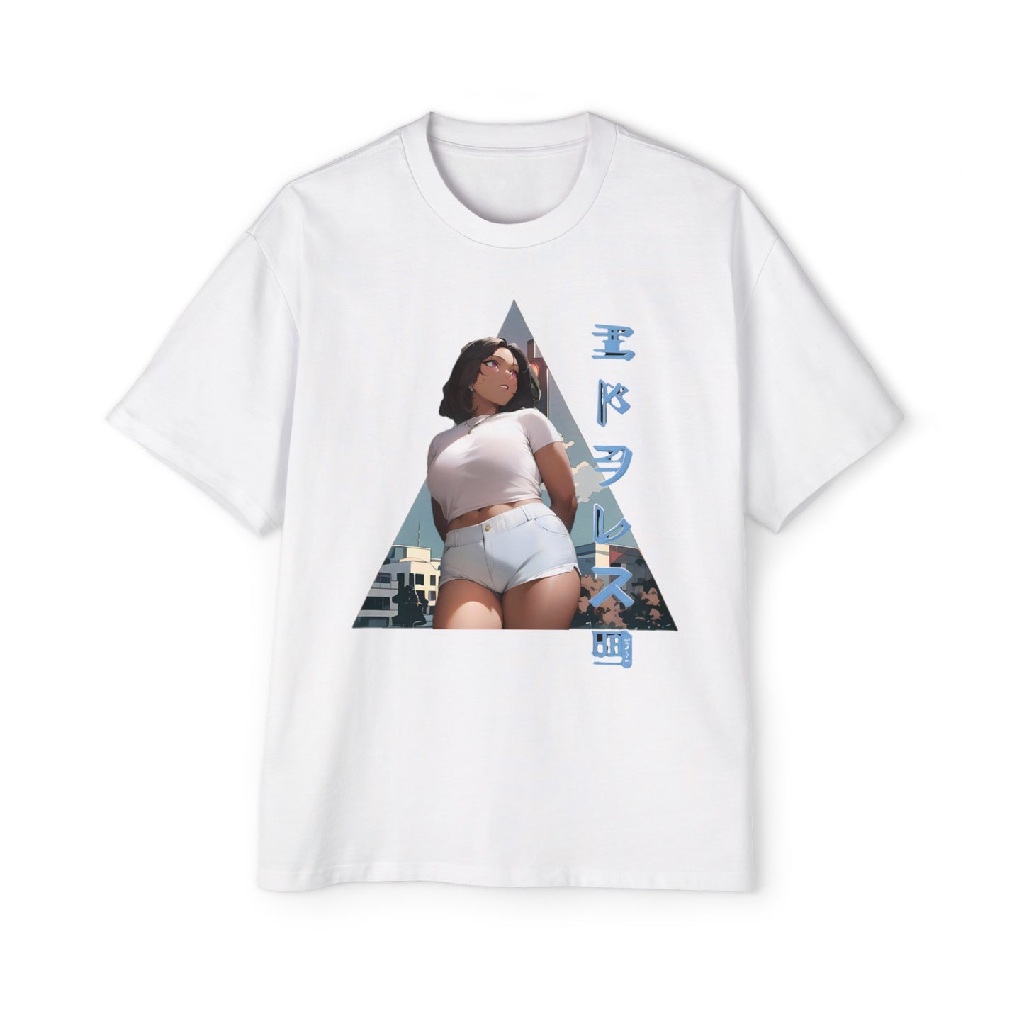 Anime Style Art Men's Heavy Oversized Tee- "Shorty at the Light"