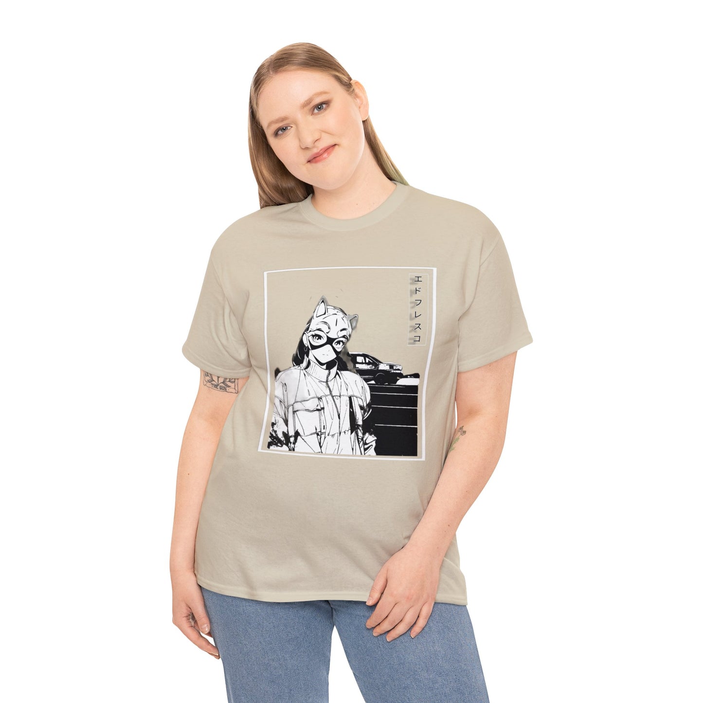 Anime Style Art Unisex Heavy Cotton Tee- "Kitty Faye"