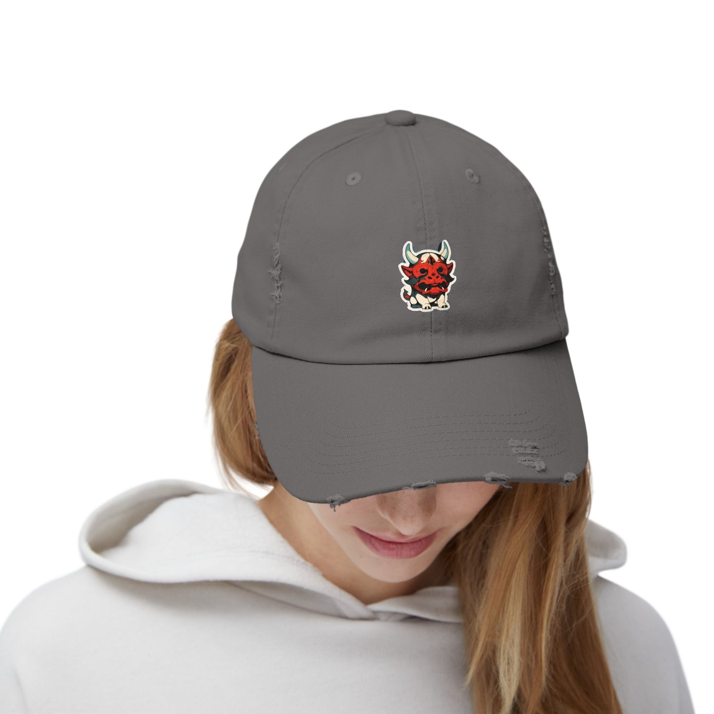 Anime Style Art Unisex Distressed Cap- "The Lil Anime Friends #6"
