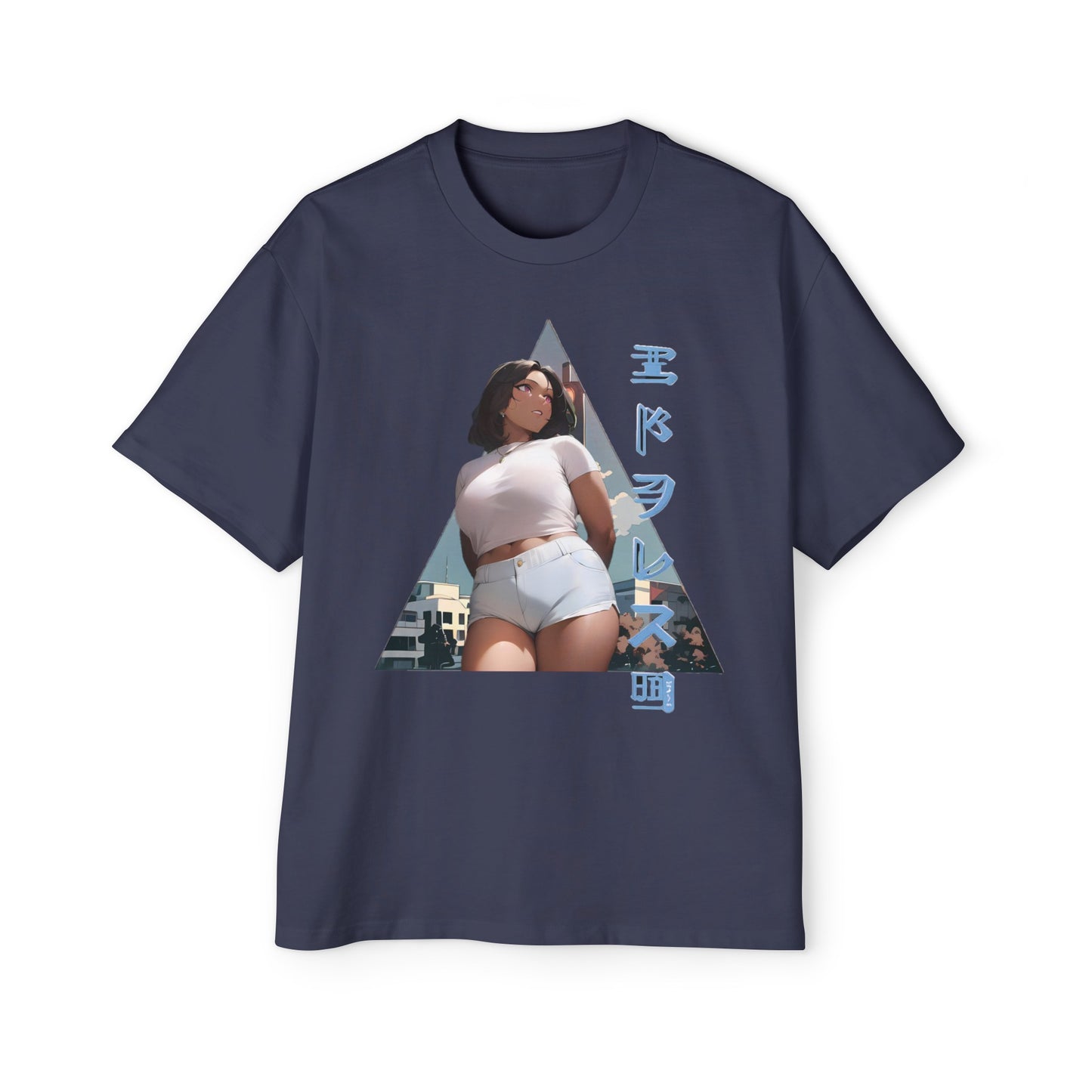 Anime Style Art Men's Heavy Oversized Tee- "Shorty at the Light"