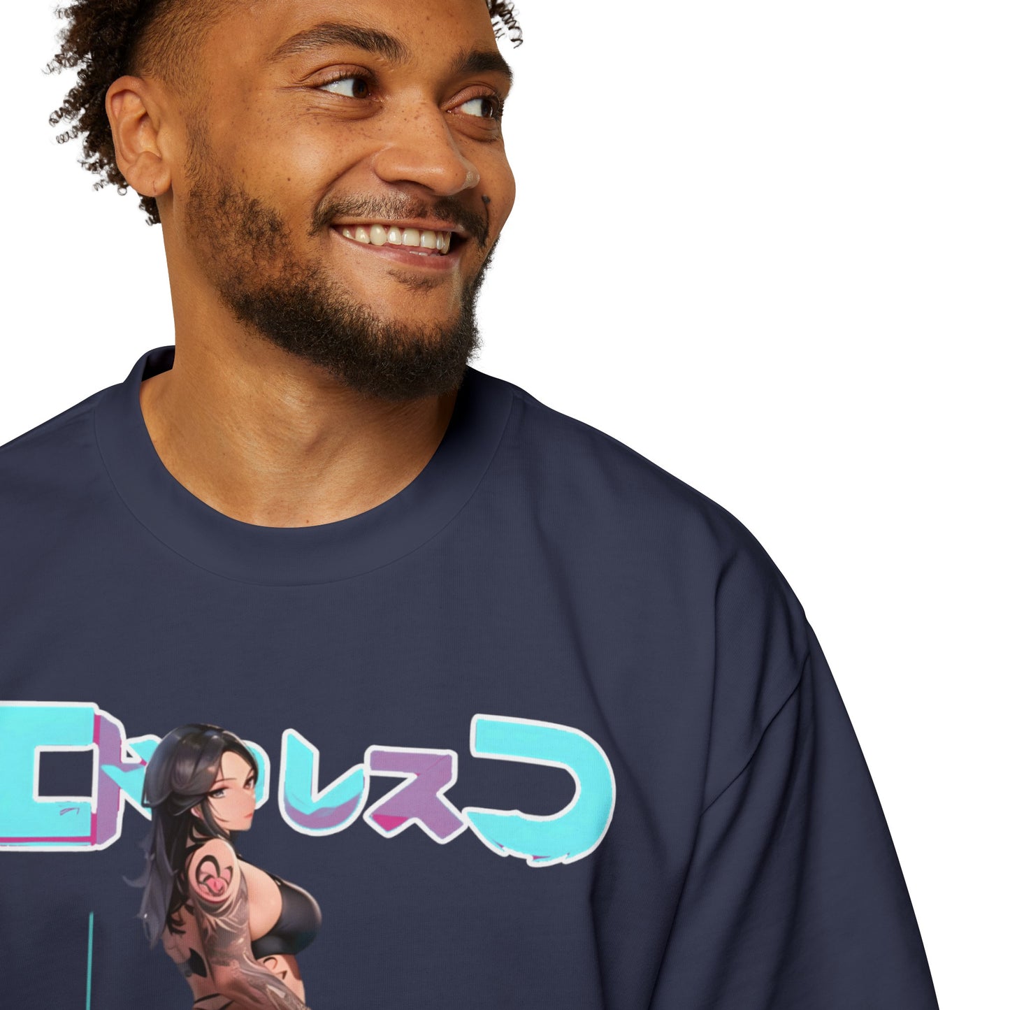 Anime Style Art Men's Heavy Oversized Tee- "Aztec Goddess #1"