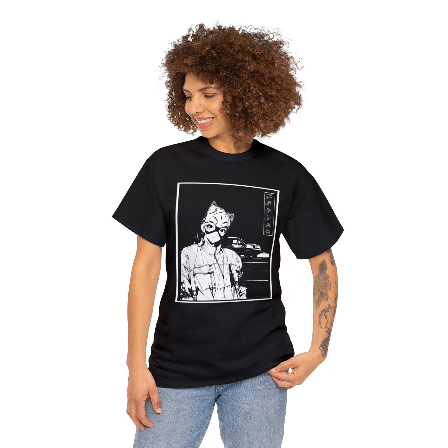 Anime Style Art Unisex Heavy Cotton Tee- "Kitty Faye"