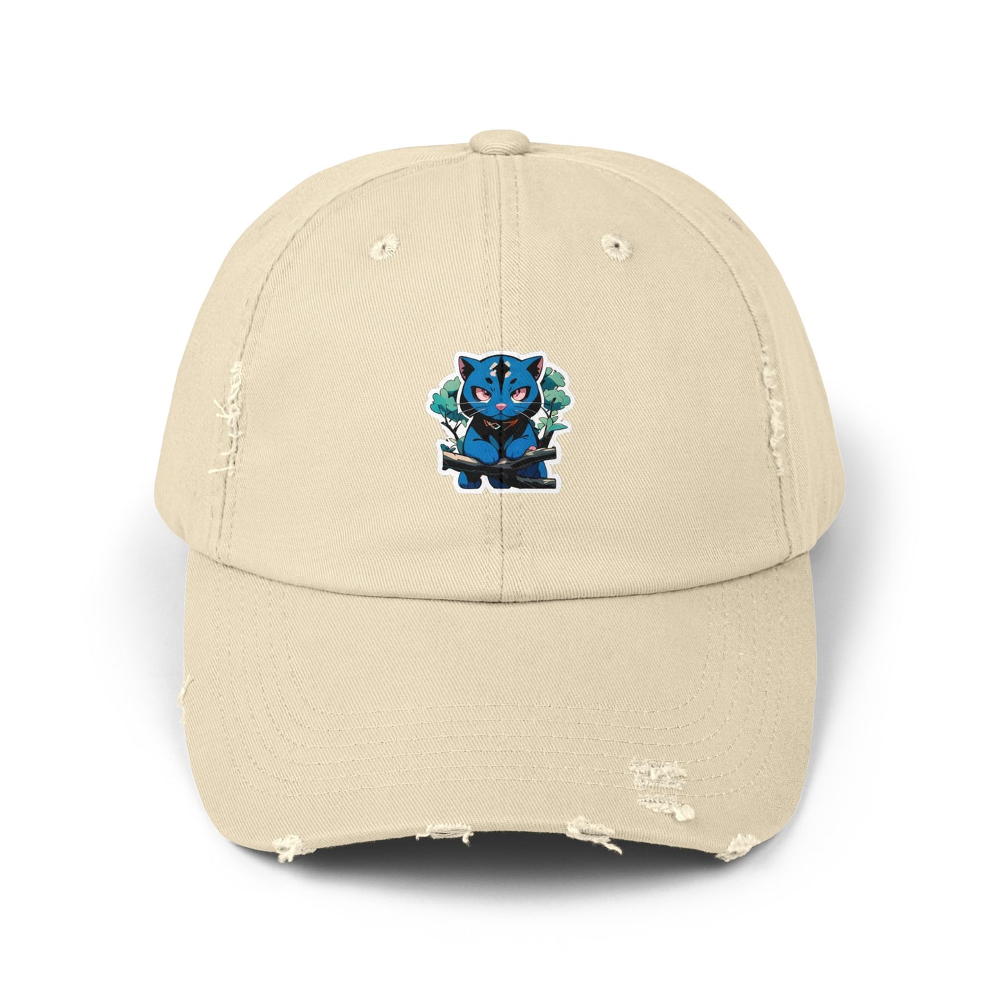 Anime Style Art Unisex Distressed Cap- "The Lil Anime Friends #5"