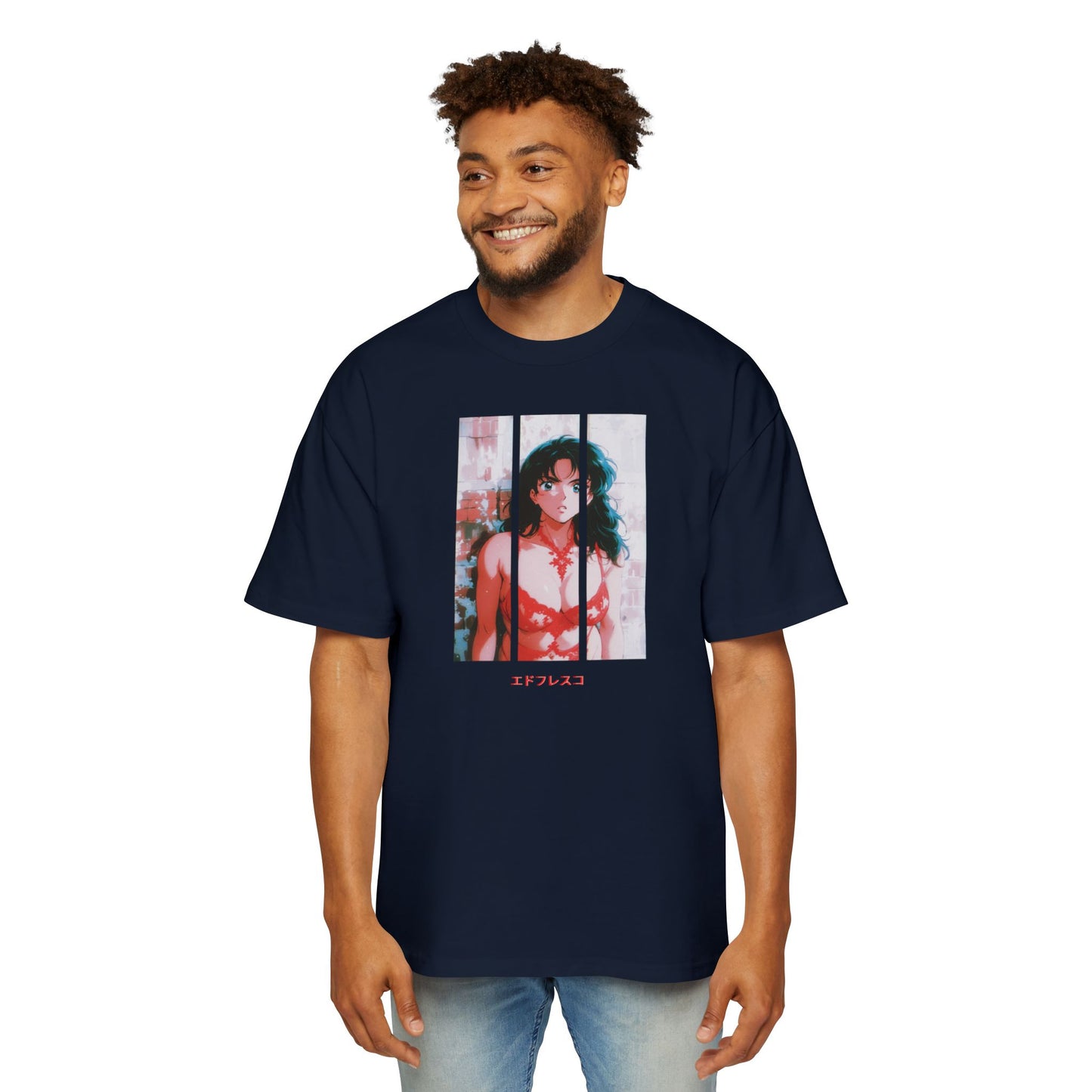 Anime Style Art Men's Heavy Oversized Tee- "Wifey"