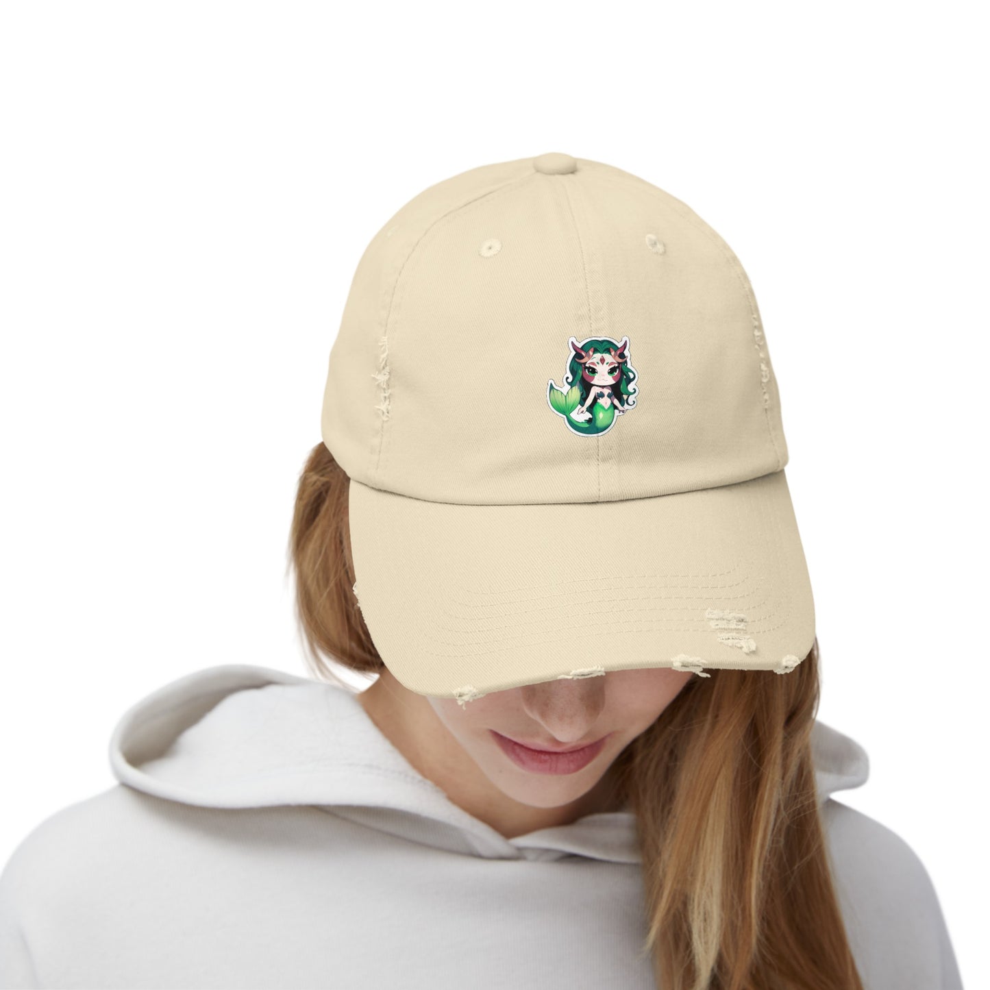 Anime Style Art Unisex Distressed Cap- "The Lil Anime Friends #9"