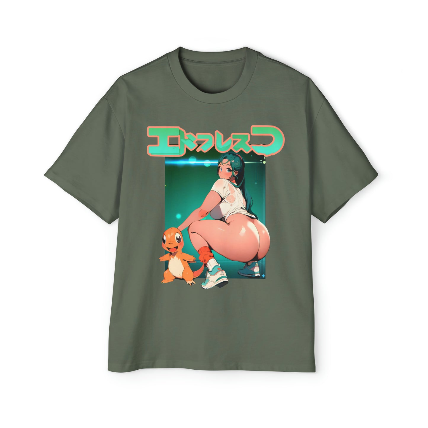 Anime Style Art Men's Heavy Oversized Tee- "Arcade with Homie"