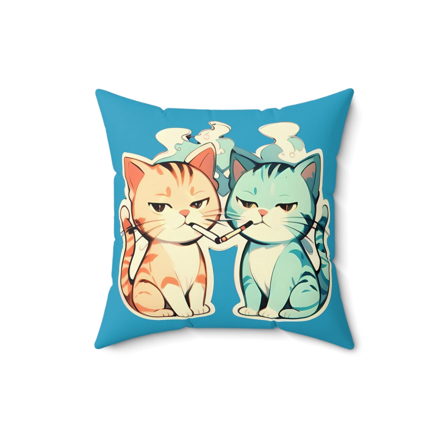 Anime Style Art Faux Suede Square Pillow- "Stoner Cats #1"