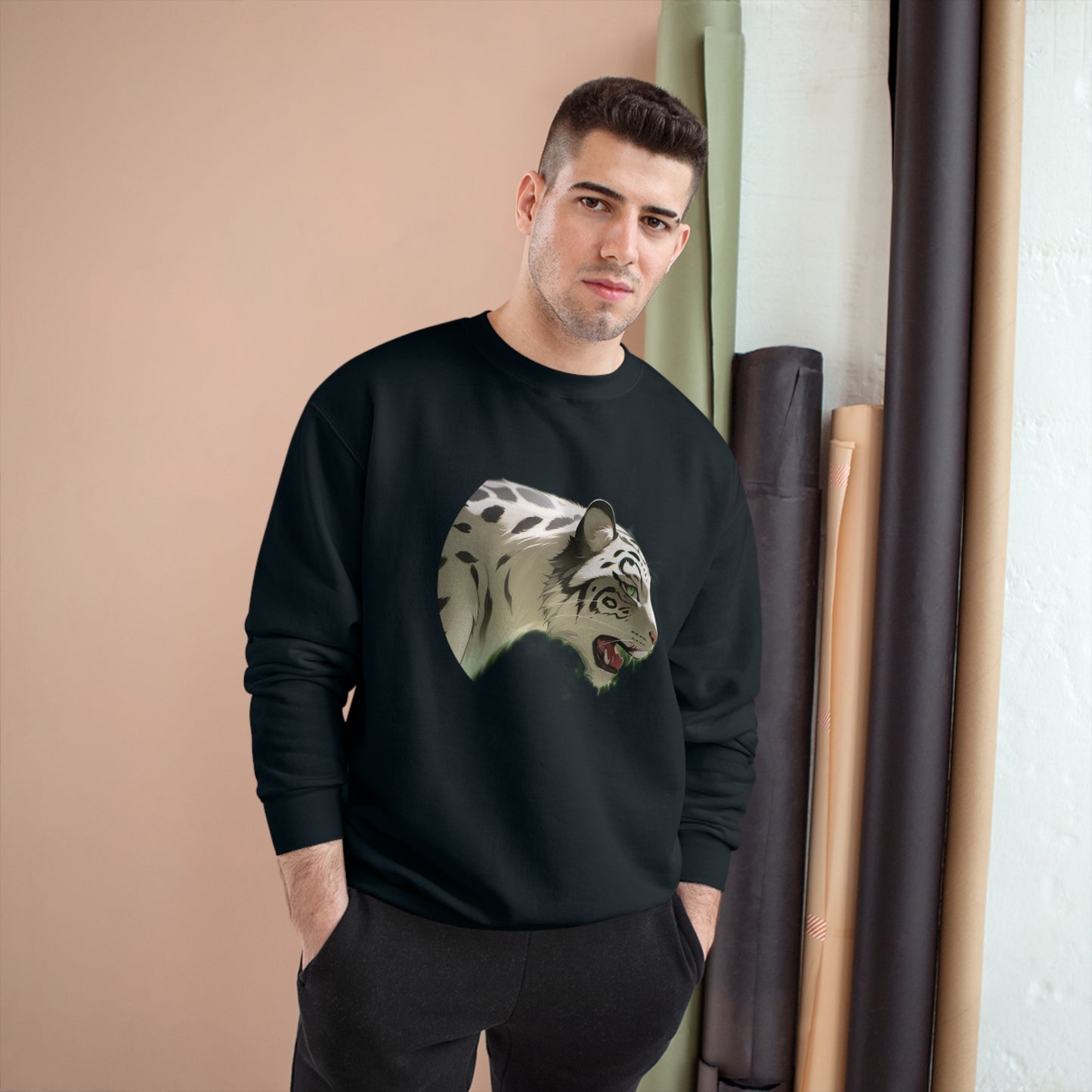 A Wild Cat- Anime Style Art Champion Sweatshirt