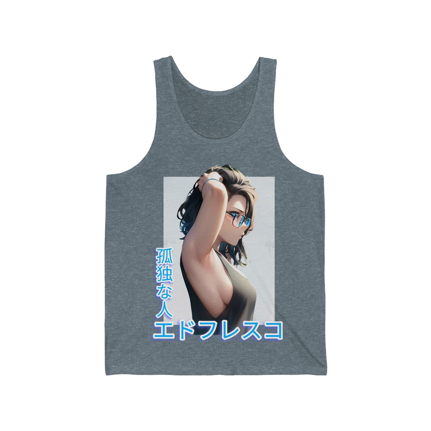 Anime Style Art Unisex Jersey Tank- "Front Cover Chick"