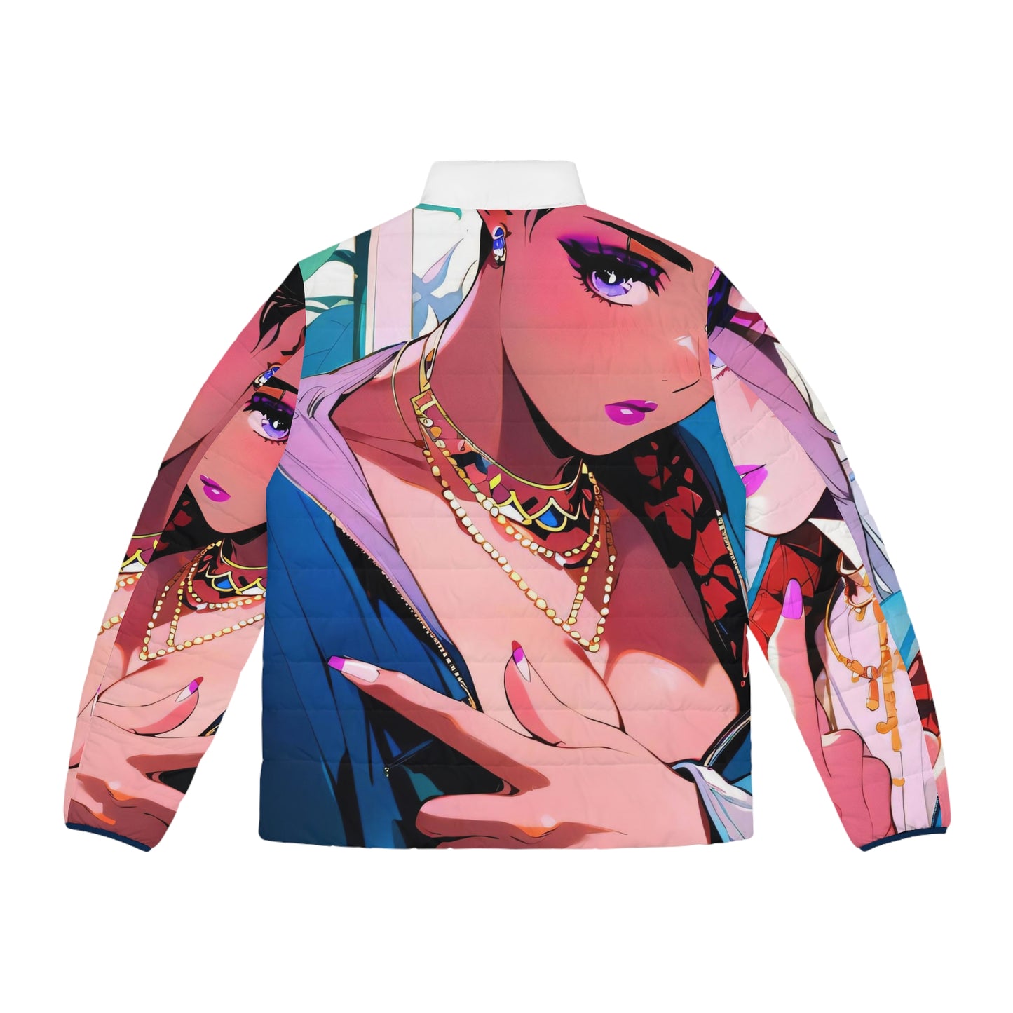 Anime Style Art Men's Puffer Jacket (AOP)- "Maniac"