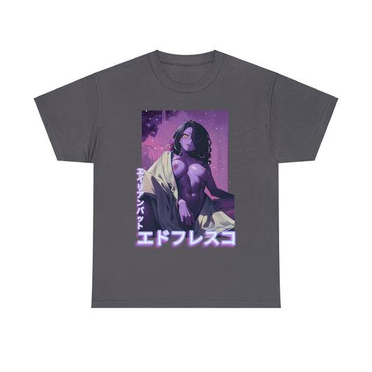 Anime Style Art Unisex Heavy Cotton Tee- "Purple Invader #1"