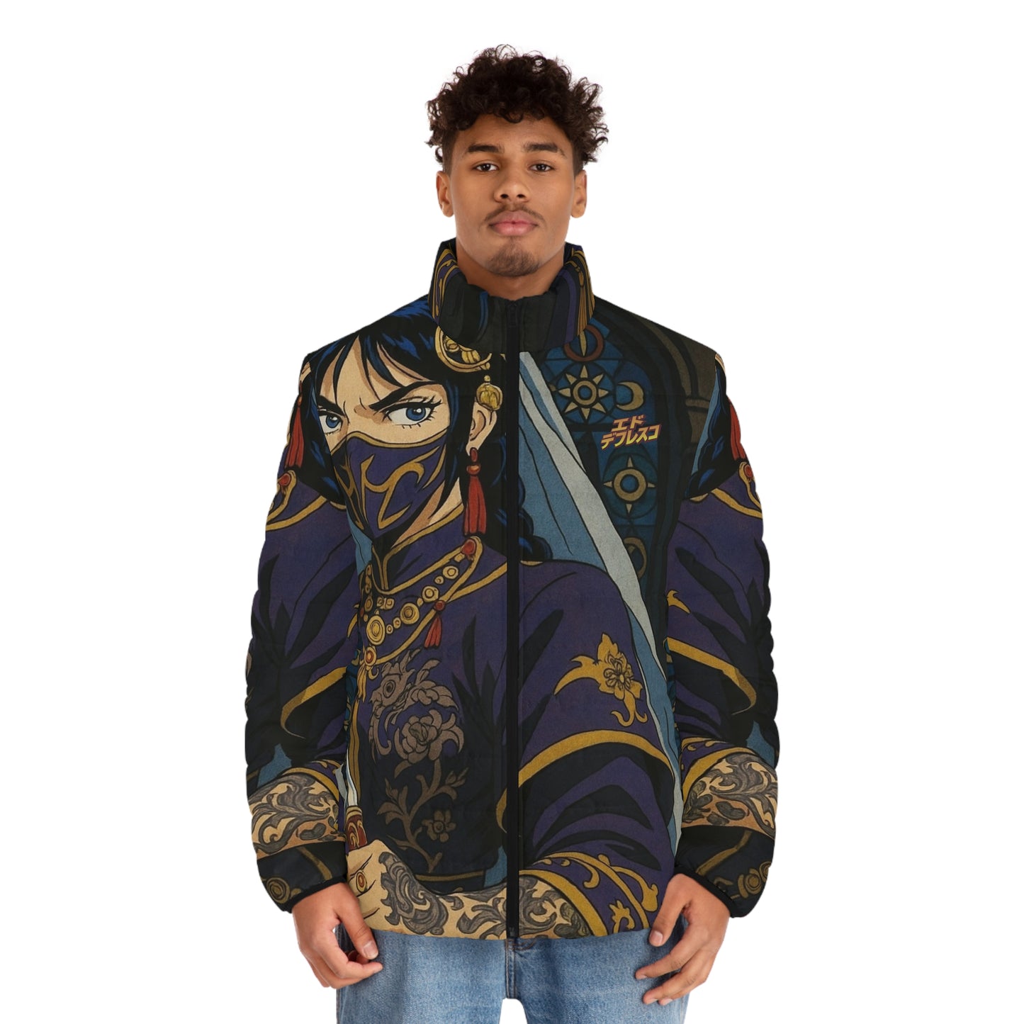 "Final Boss" Anime Style Art Men's Puffer Jacket (AOP)