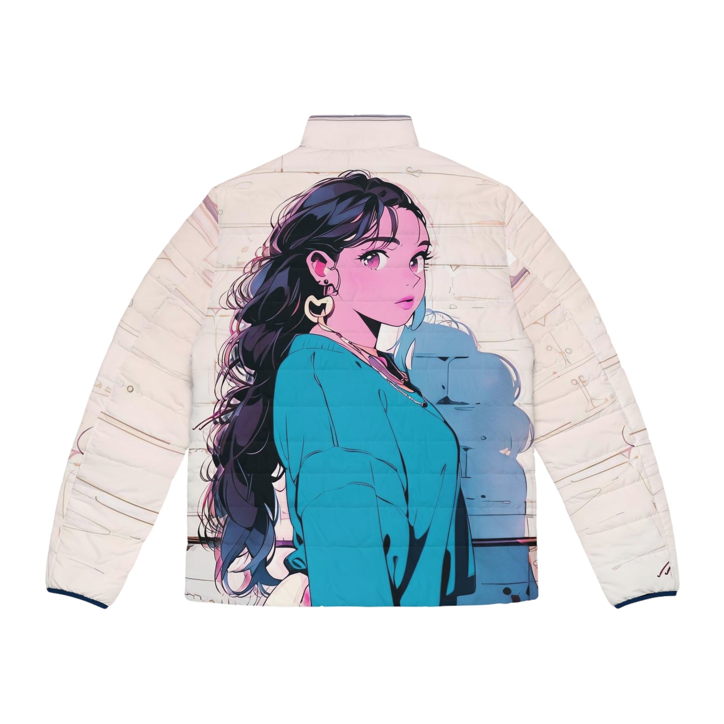 Anime Style Art Men's Puffer Jacket (AOP)- "In the 90s"