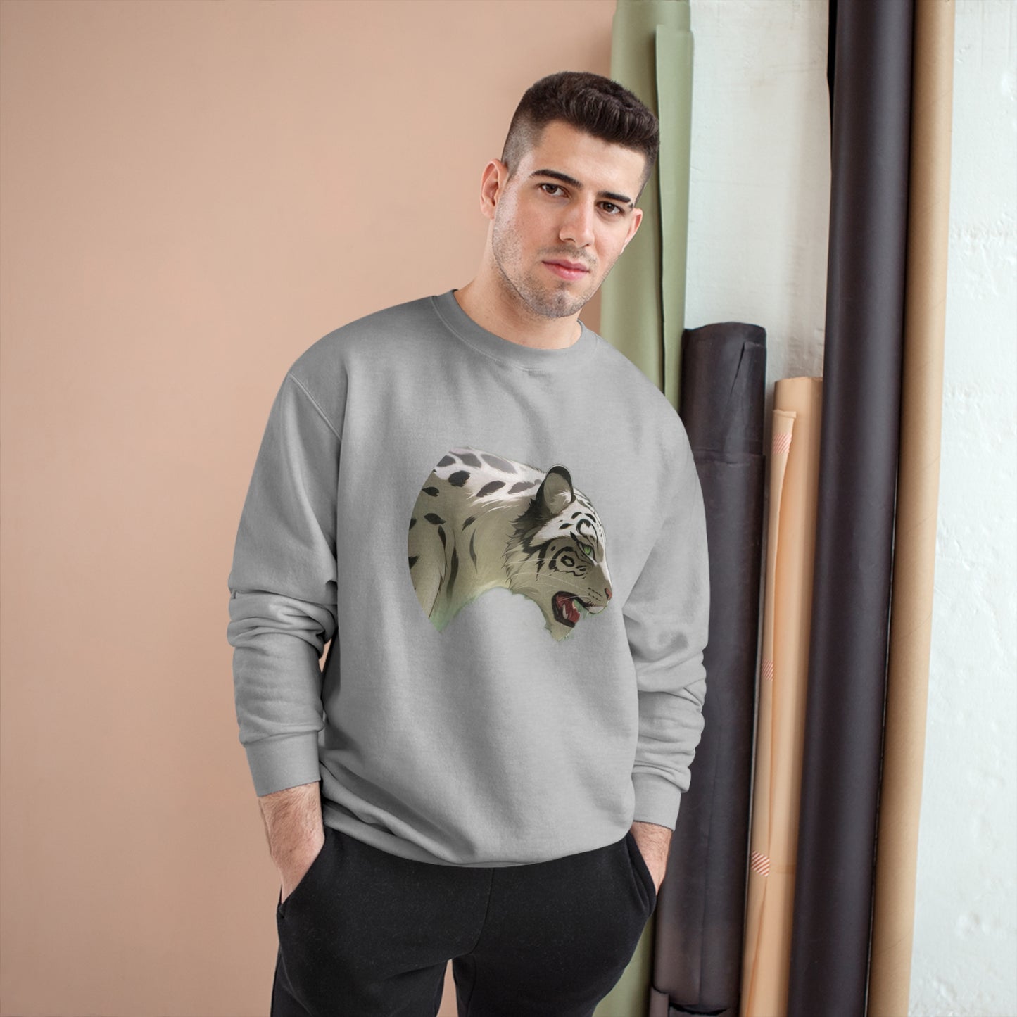 A Wild Cat- Anime Style Art Champion Sweatshirt