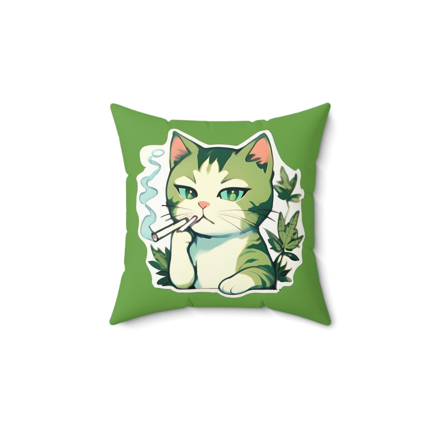 Anime Style Art Faux Suede Square Pillow- "Stoner Cats #3"