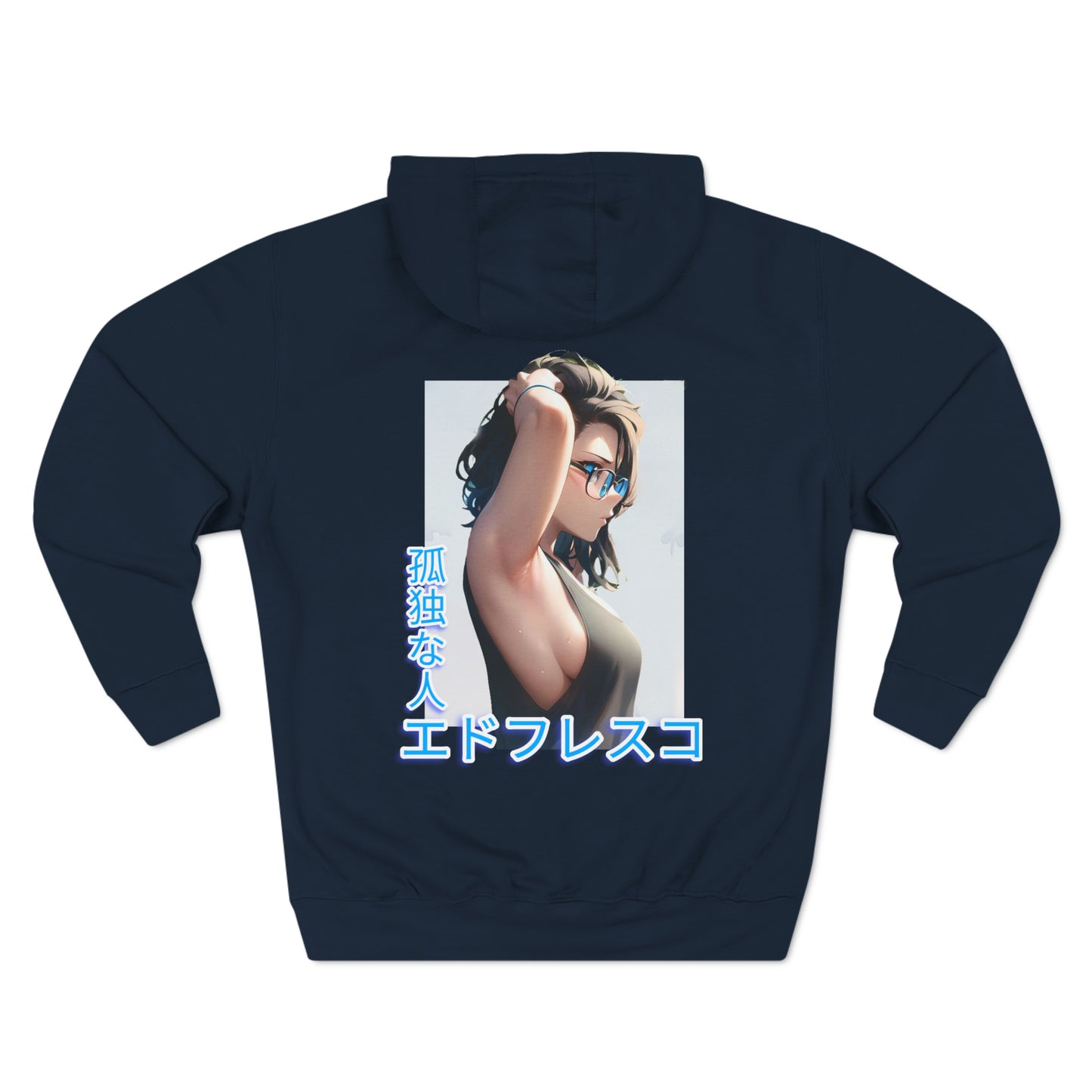 Anime Style Art Three-Panel Fleece Hoodie- "Front Cover Chick"