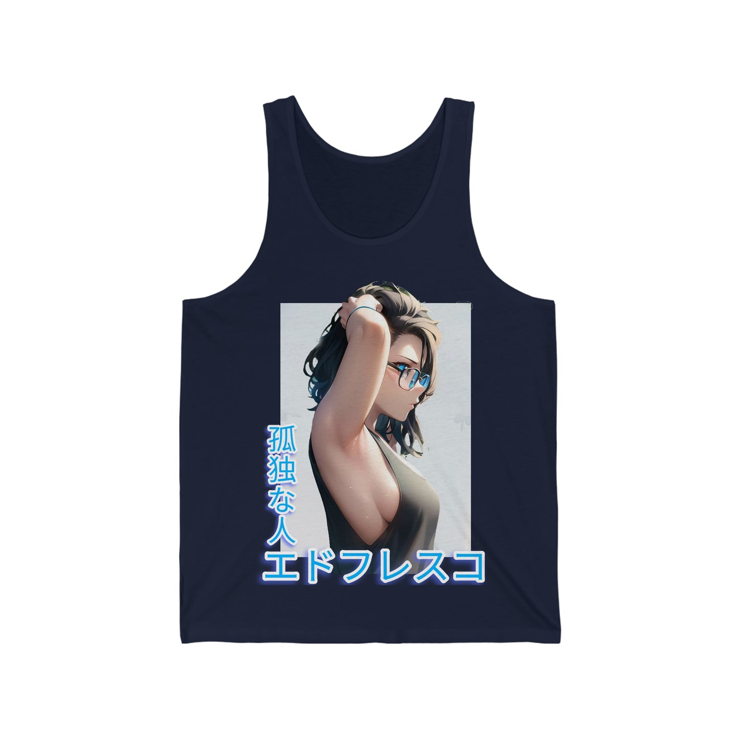 Anime Style Art Unisex Jersey Tank- "Front Cover Chick"
